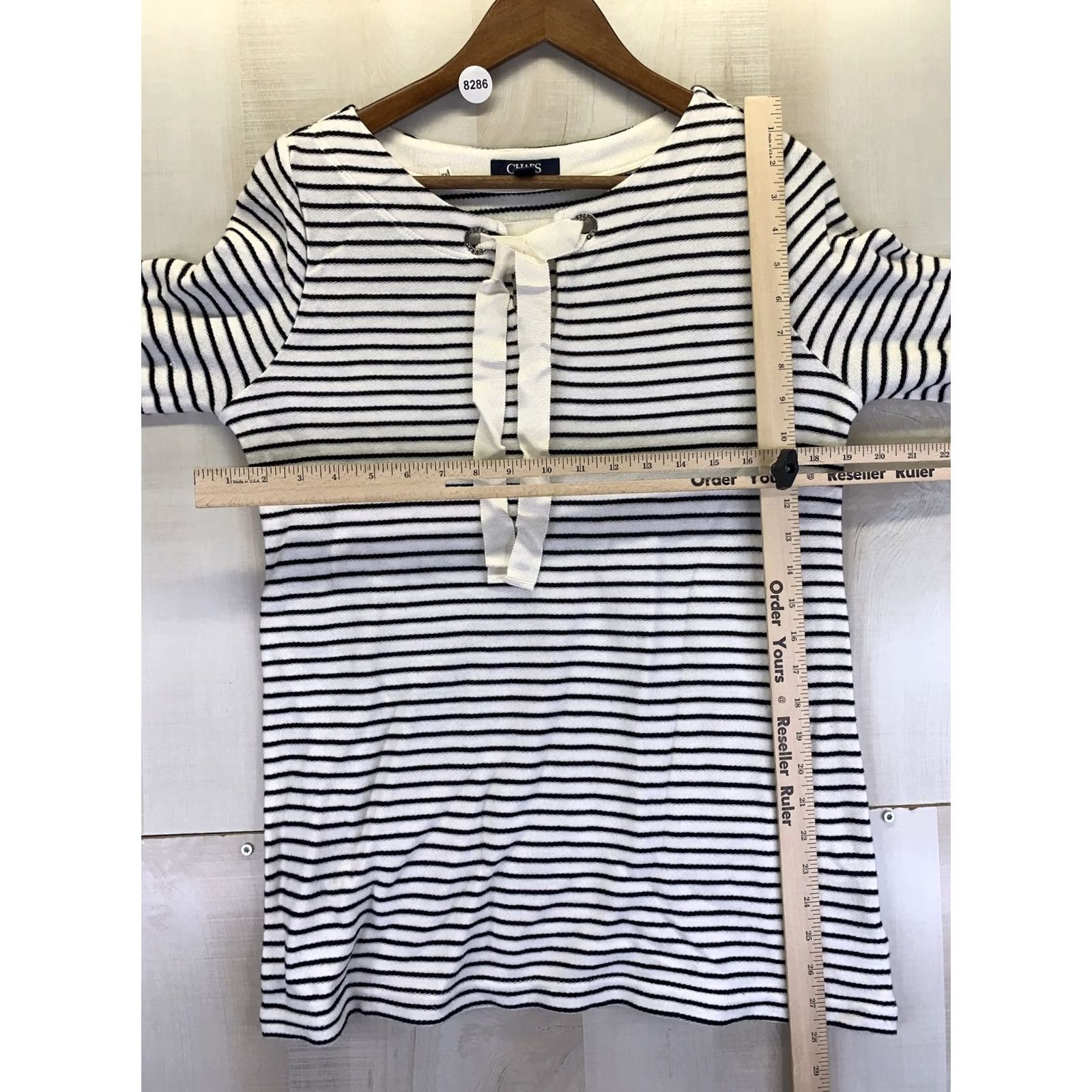 Chaps Chaps Bell Sleeve Tie Collar Woven Black/White Womens Top Small NWT-8286 Size S / US 4 / IT 40 - 7 Thumbnail