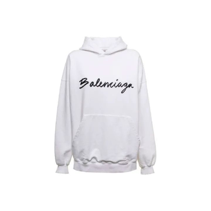 Balenciaga Balenciaga White Logo Hoodie for Women 0079 Size L / US 10 / IT 46 - 1 Thumbnail