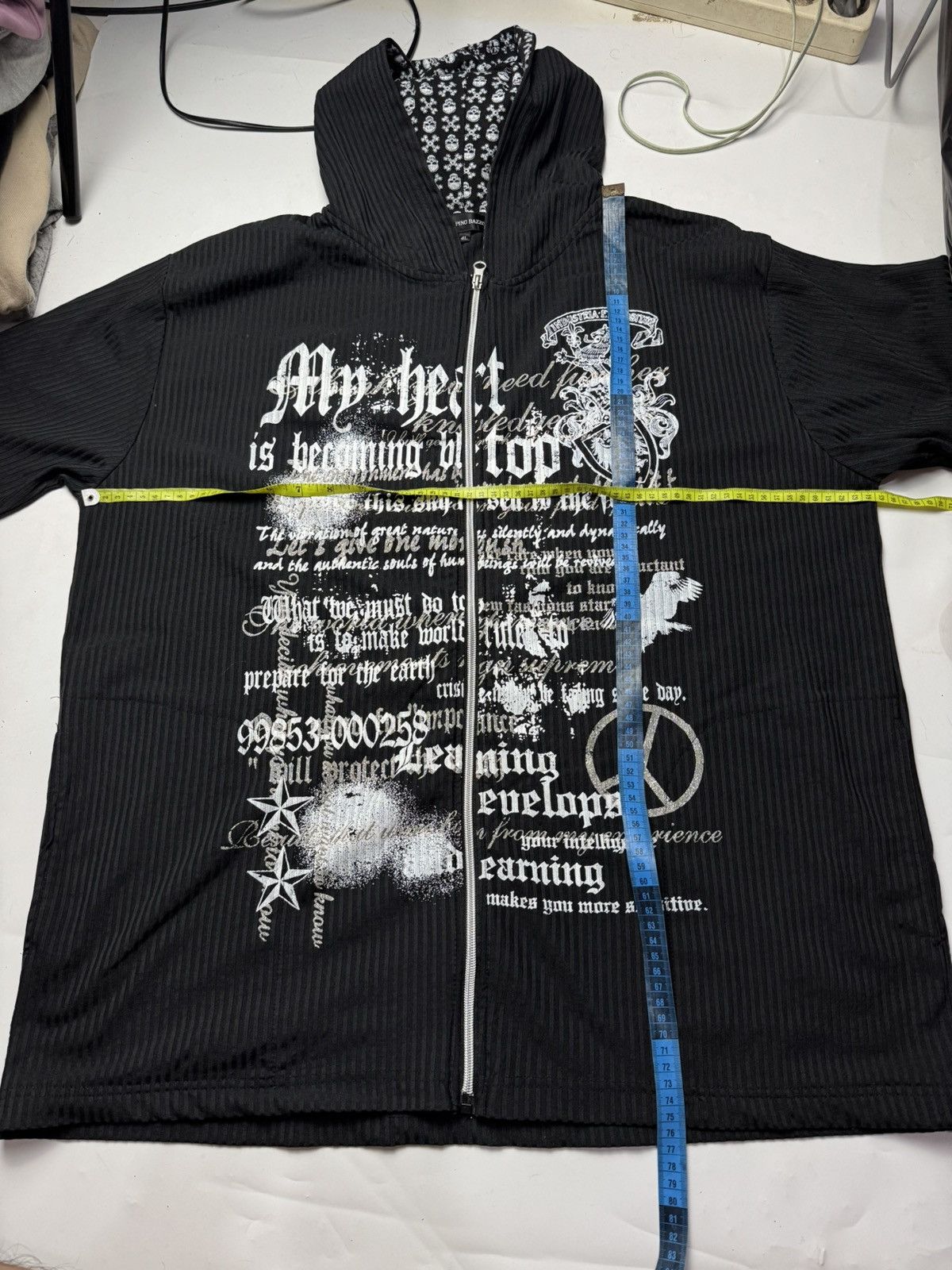 Japanese Pino Bazzo Poem Skulls Hoodie Shorts Sleeve
