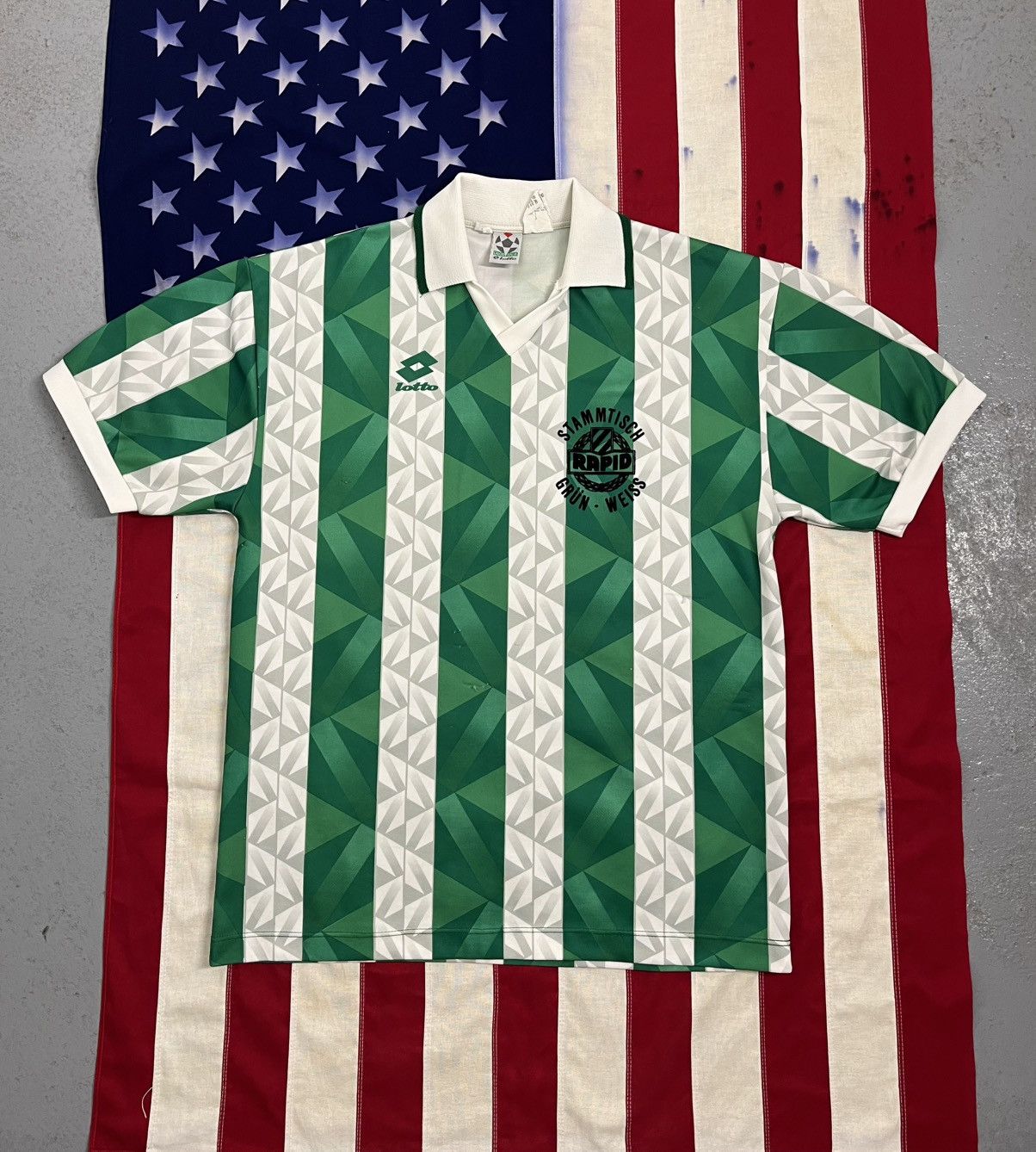 Lotto Sport Vng 90 Lotto Rapid Wien Stammtisch Grün Weiss Soccer Jersey Size US XL / EU 56 / 4 - 1 Thumbnail