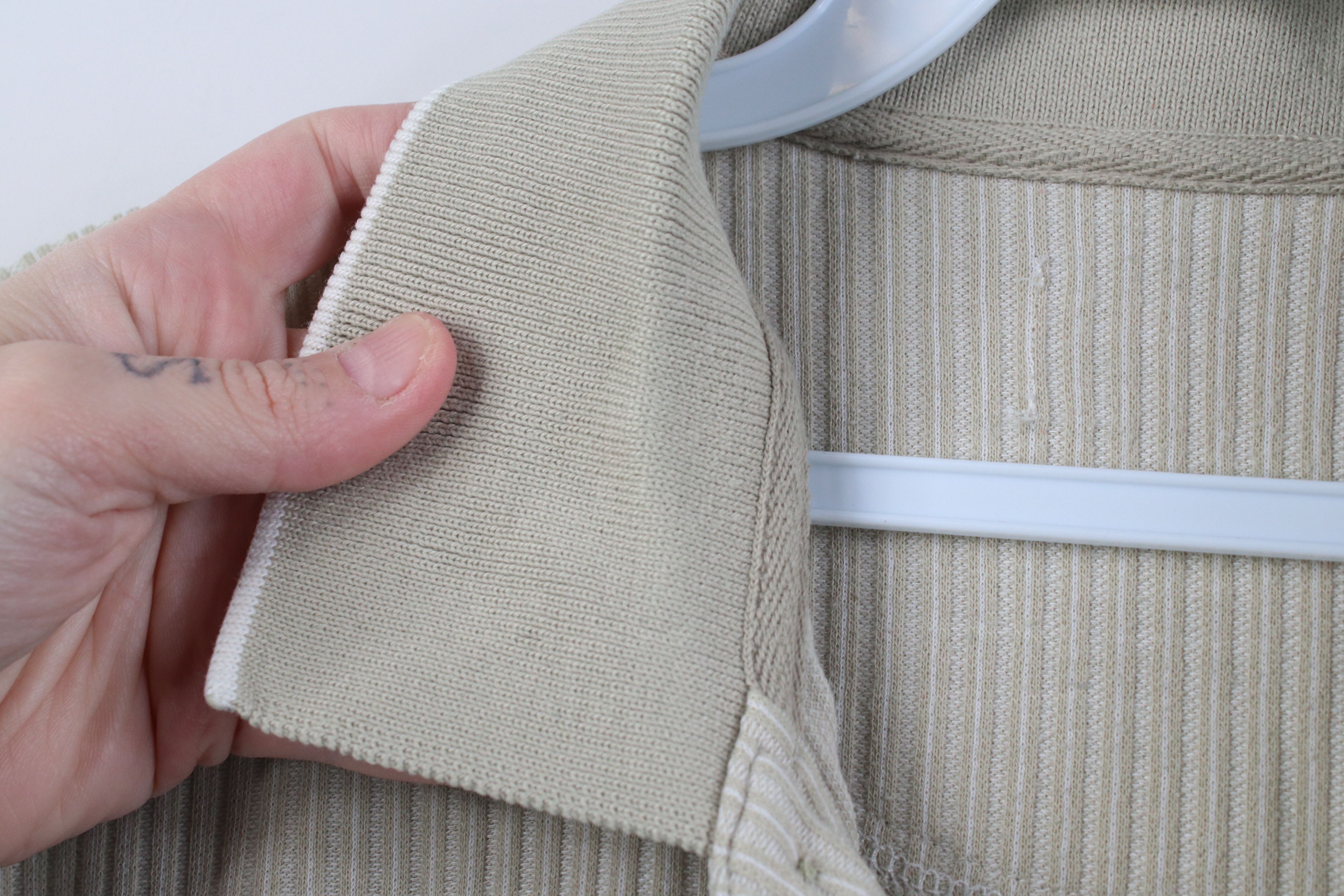 Vintage Vintage 90s Streetwear Ribbed Knit Pullover Polo Shirt Beige Size US L / EU 52-54 / 3 - 7 Thumbnail