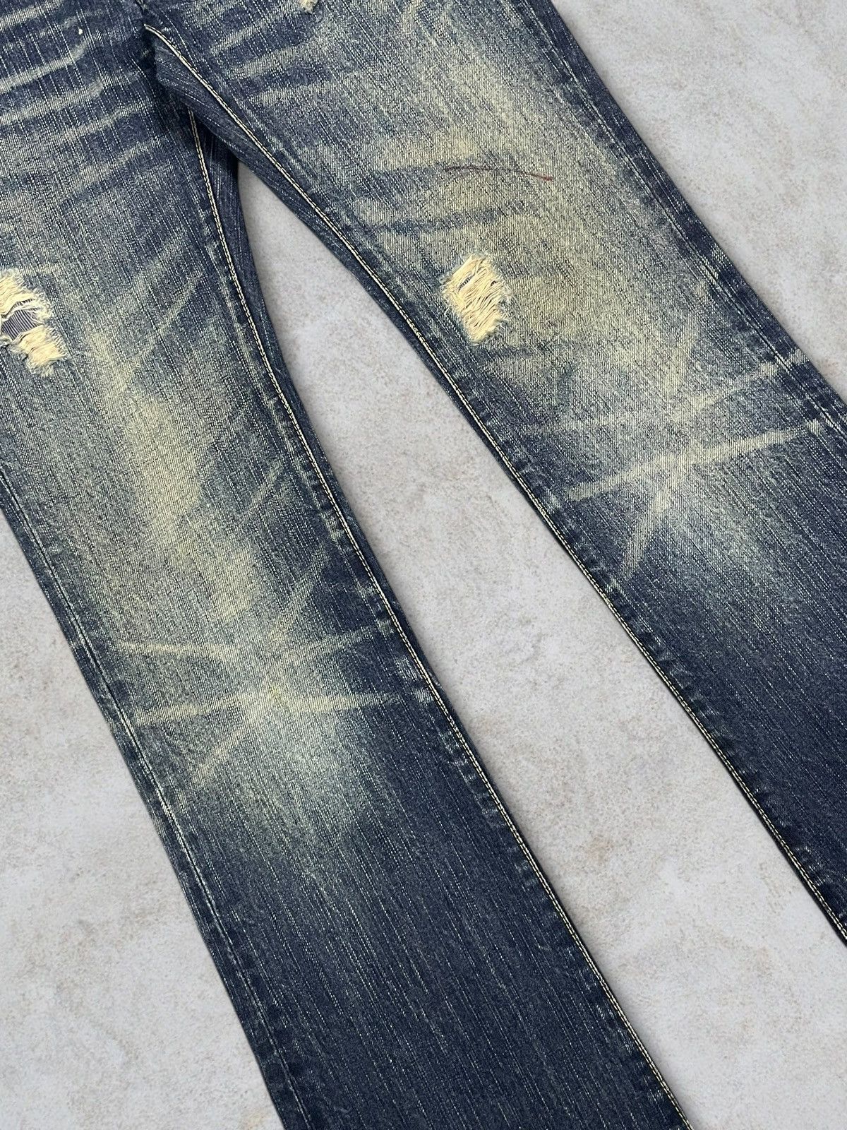 Hysteric Glamour Vintage Japanese Women’s Blue Wash Distressed Bootcut Jeans Size 27" / US 4 / IT 40 - 6 Thumbnail