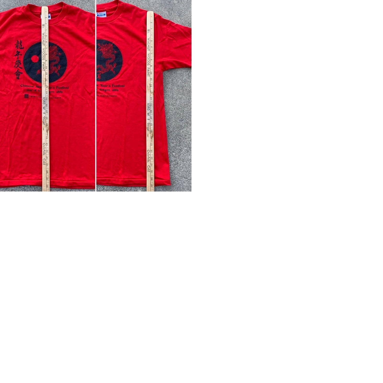Hanes VINTAGE Hanes T-Shirt Men Red Festival Year of the Dragon 4686 Chinese New Years Stockton Size US L / EU 52-54 / 3 - 9 Thumbnail