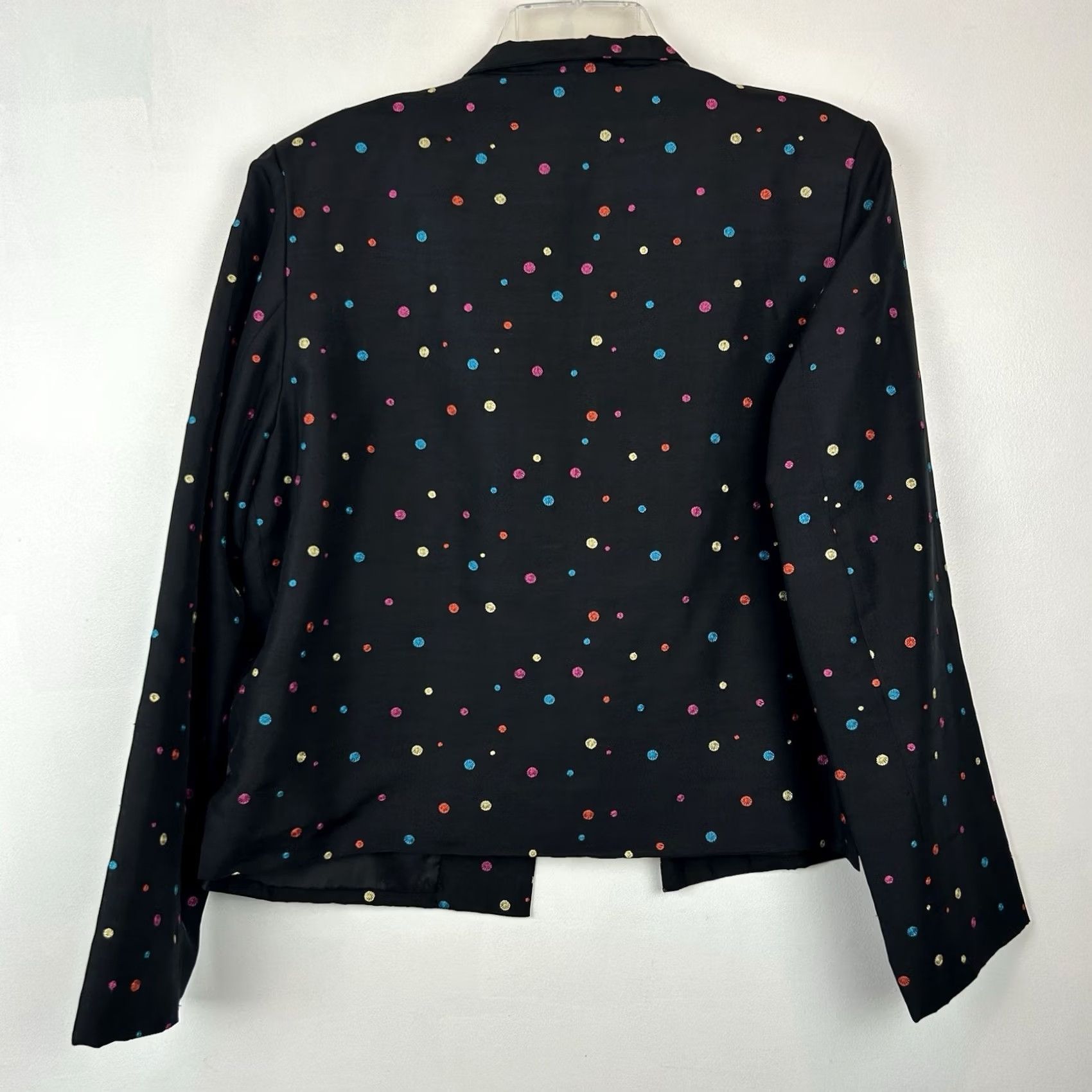 Vintage Silkland Blazer Womens M Black Silk Embroidered Polka Dot Jacket Office Size M / US 6-8 / IT 42-44 - 2 Thumbnail