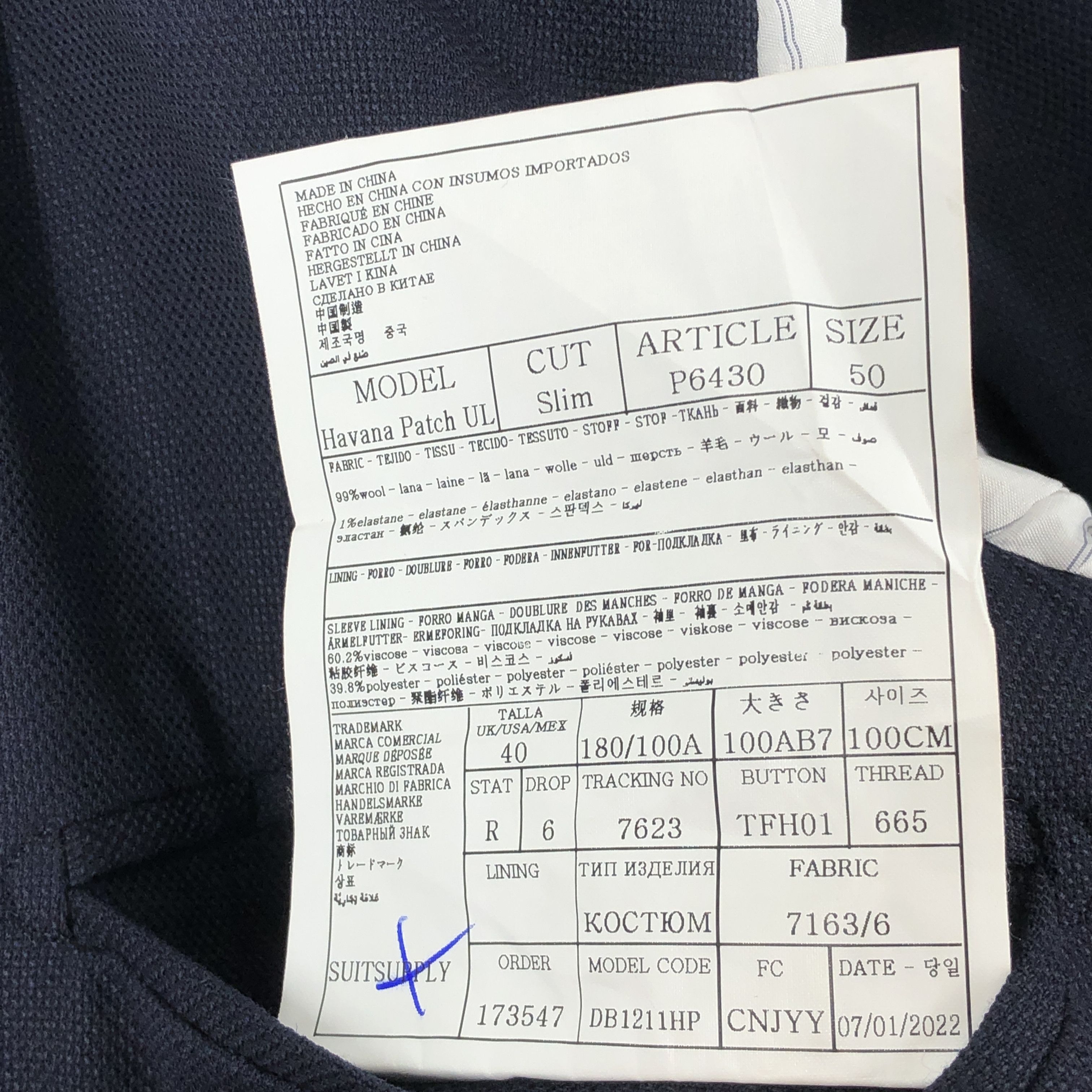 Suitsupply Havana Patch Pure Wool Blazer Size M (EU:50; UK:40; US:40S) Size 40S - 9 Thumbnail