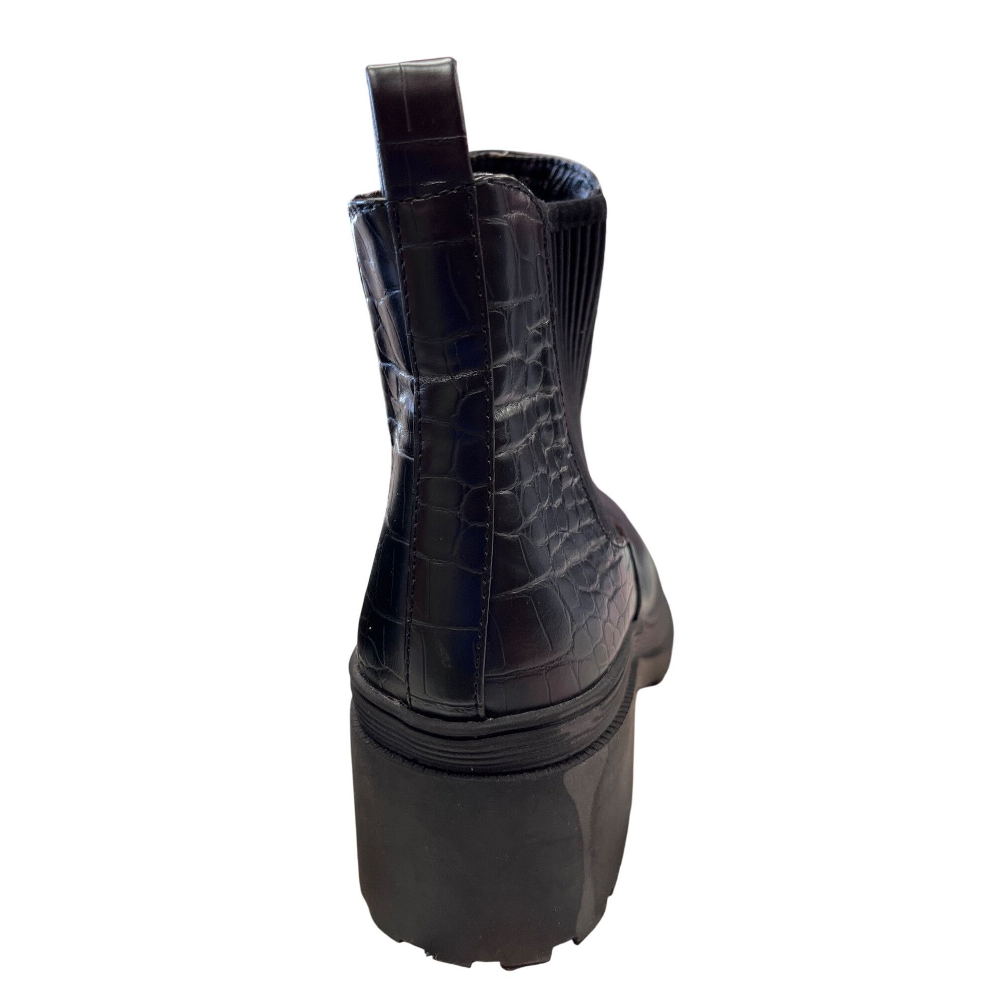 Topshop Topshop Womens Black Croc Embossed Chelsea Boots Sz 7.5 SKU Size US 7.5 / IT 37.5 - 15 Thumbnail