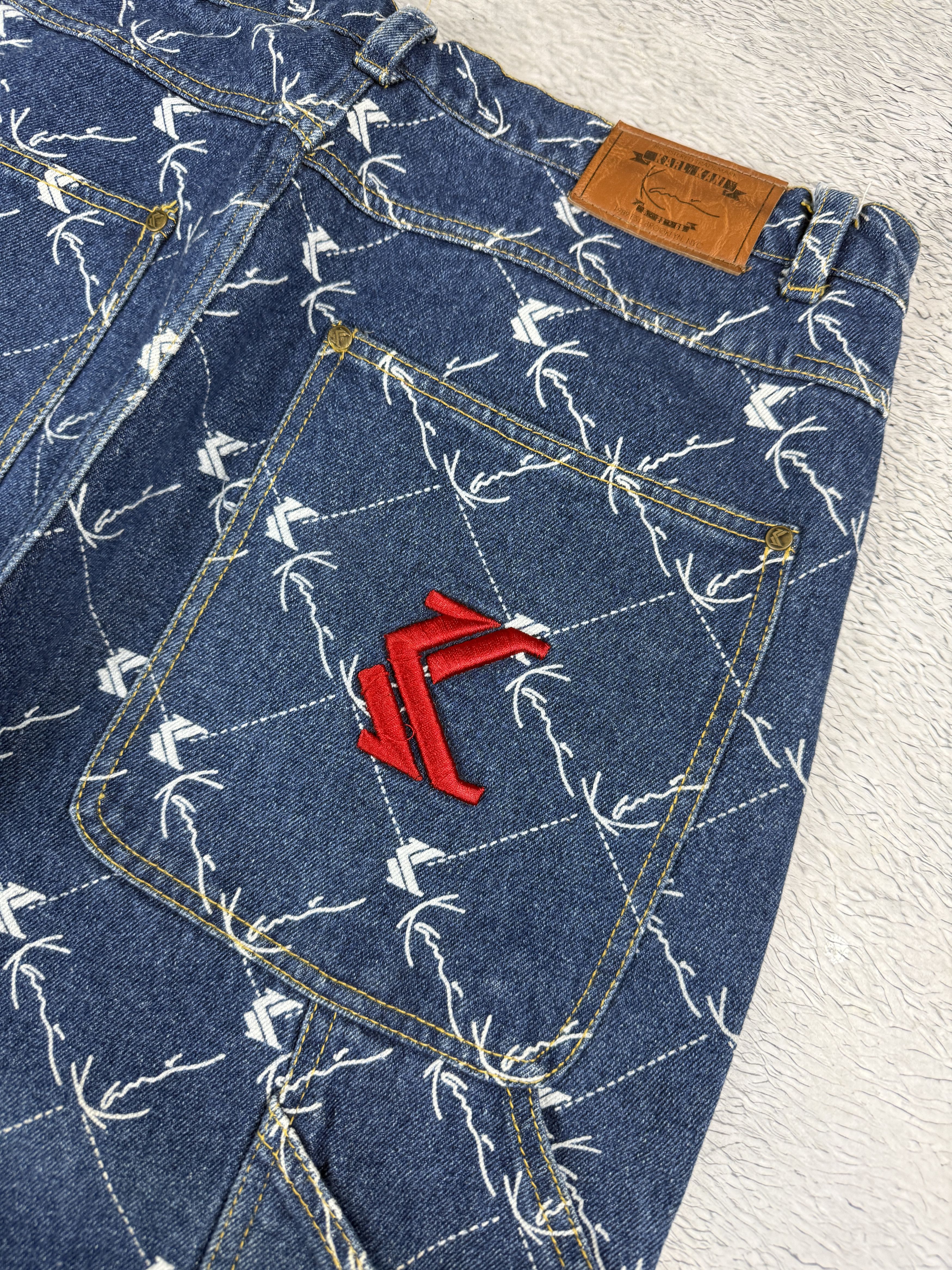 JNCO × Karl Kani Karl Kani Carpenter Monogram Jeans Workwear AOP Baggy Size US 32 / EU 48 - 7 Thumbnail