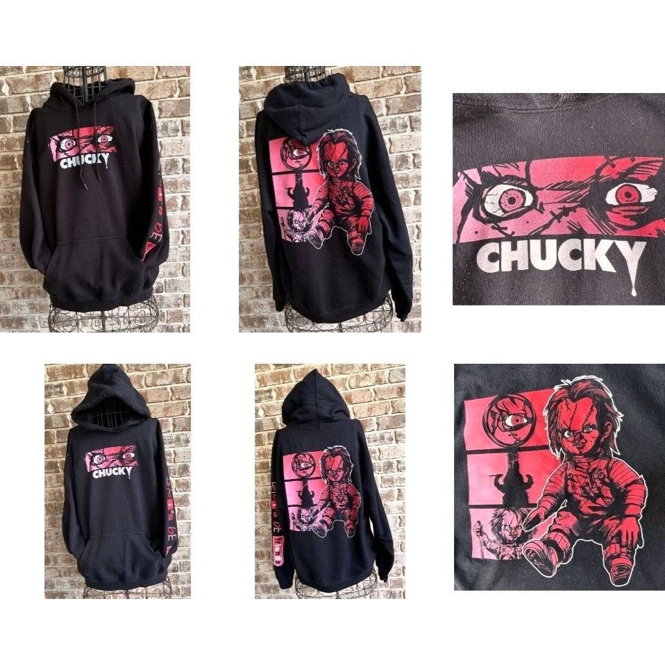 Other Chucky Let's Be Friends Hoodie Unisex Sz L Black Halloween C Size US L / EU 52-54 / 3 - 4 Thumbnail