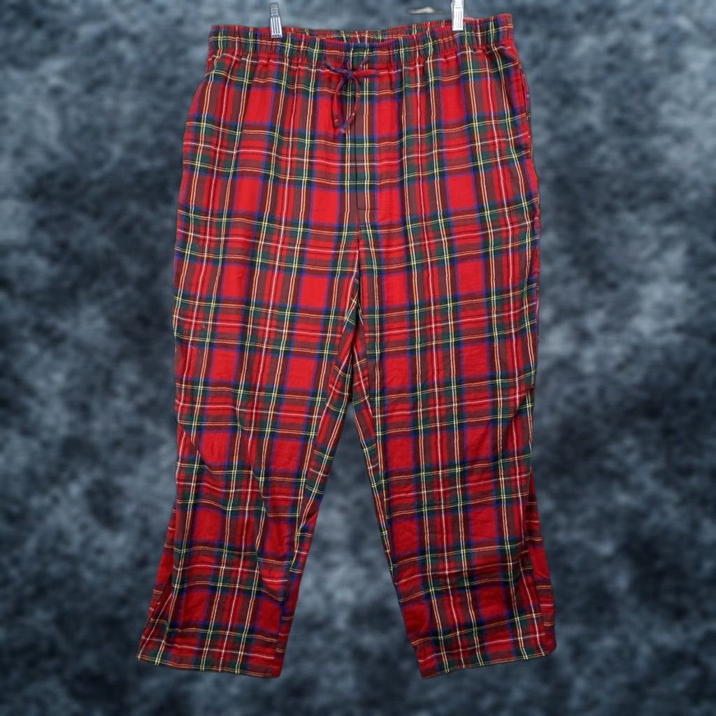 Lands' End Lands' End Pajama Pants Mens XL Red Flannel Drawstring Pockets Classic Lounge Plaid 100% Cotton Sleep Pants Size US 36 / EU 52 - 1 Thumbnail