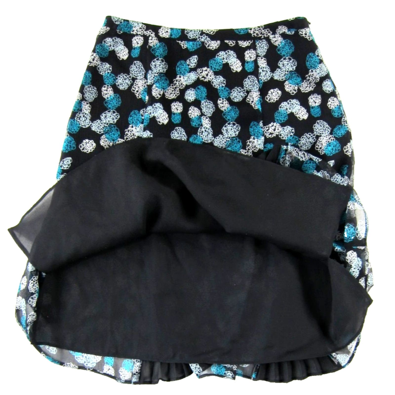 Alfani ALFANI 100% Silk Black White Blue Motif Pleated A-Line Skirt Women Size 4 Size 27" / US 4 / IT 40 - 5 Thumbnail