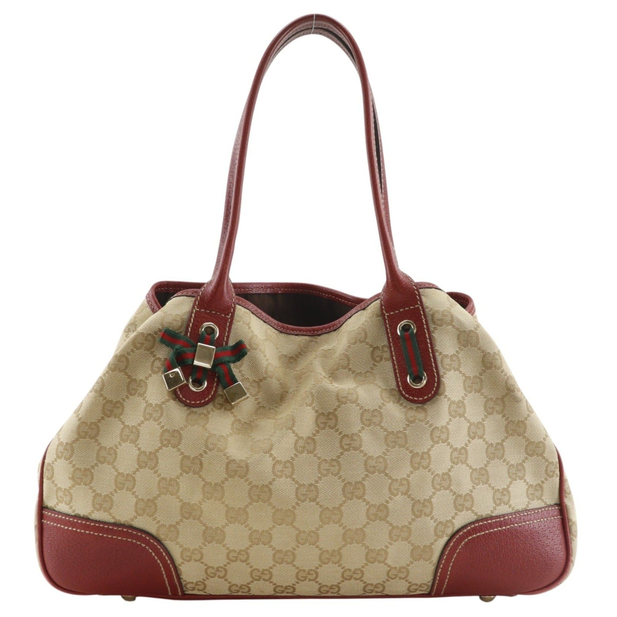 Gucci Gucci Princy Tote Bag 163805 GG Canvas Brown Ribbon A5 Snap Button Pretty Women's Size ONE SIZE - 1 Thumbnail