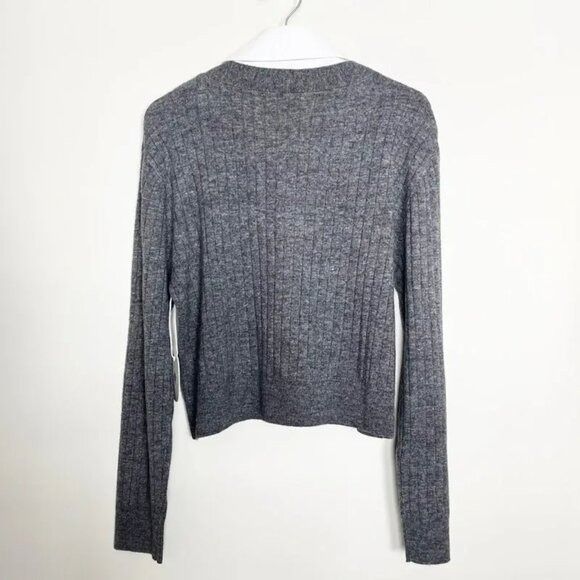 Staud NWT $295 STAUD Wallis Ribbed Cropped Cardigan Sweater Gray Size M / US 6-8 / IT 42-44 - 3 Thumbnail