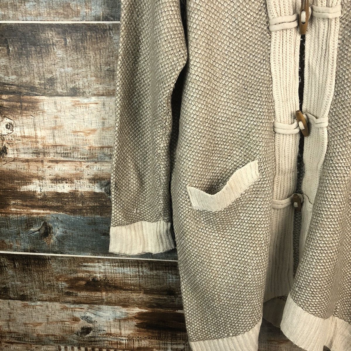 Homespun Knitwear × Japanese Brand Putietal Brown Cardigan Hoodie Knitwear #A1851 Size L / US 10 / IT 46 - 7 Thumbnail