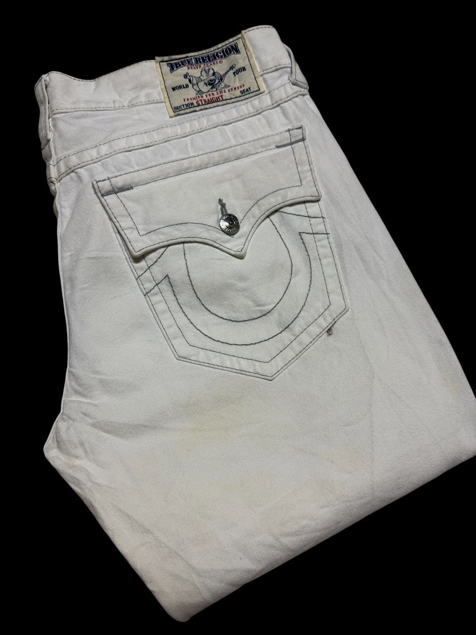 True Religion 💥BigSize💥Y2K True Religion Straight Sick Thrashed White Jean Size US 38 / EU 54 - 1 Thumbnail