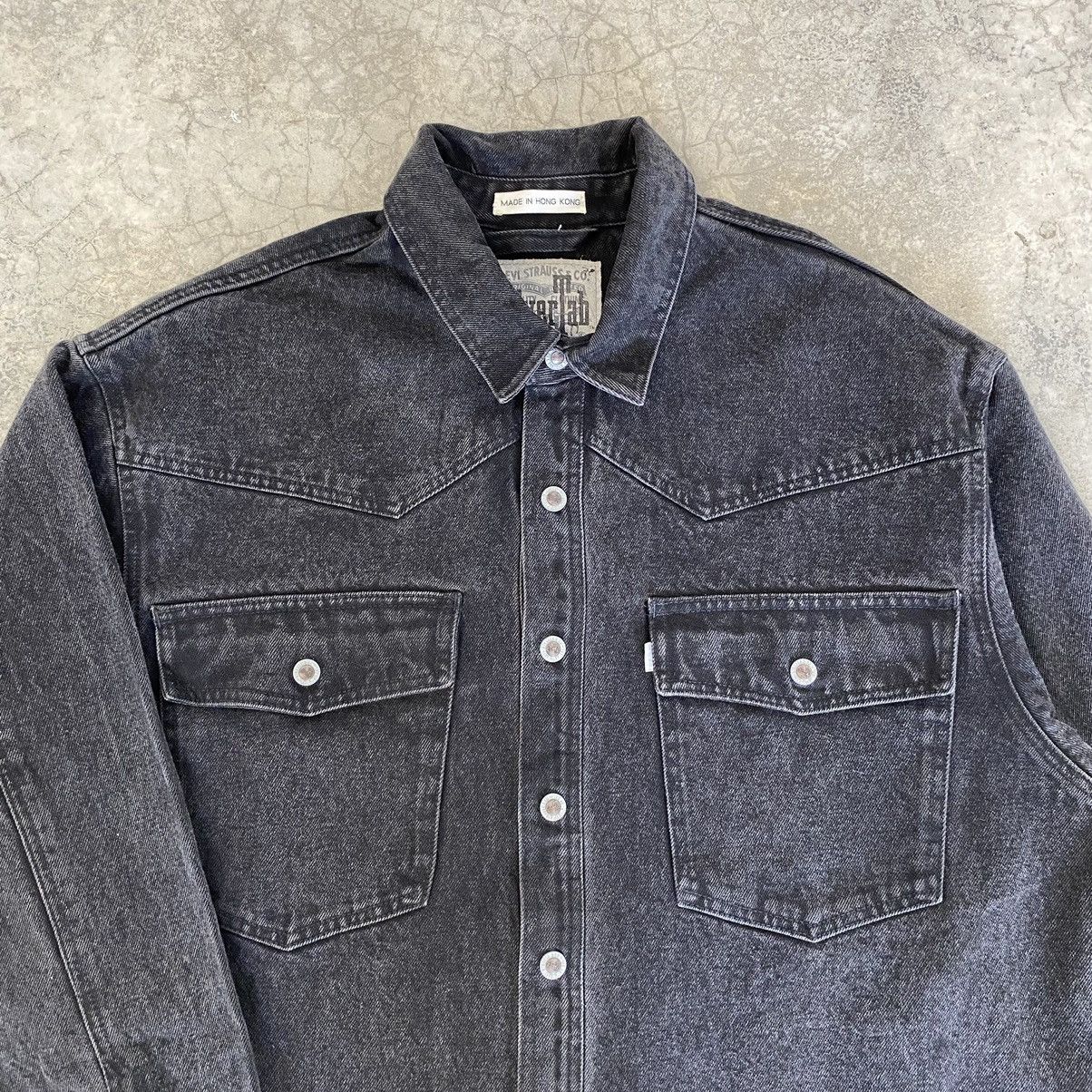 Levi's VTG 90’s Levis Silvertab Faded Black Thick Denim Shirt Size US M / EU 48-50 / 2 - 4 Thumbnail