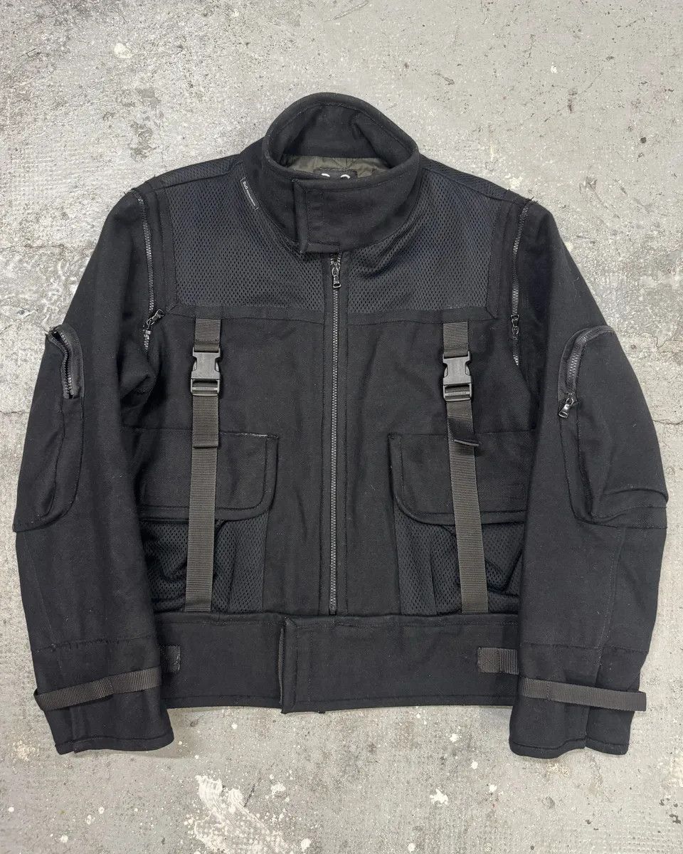 AW2004 Dolce & Gabbana Navy Strap Bondage Bomber Jacket with Detachable Sleeves