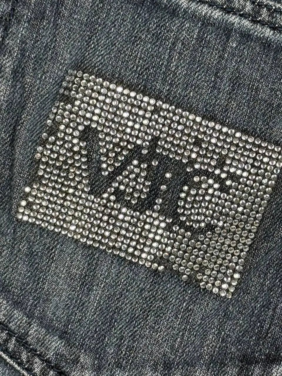 Versace Vintage Versace Jeans Denim Big Logo Rhinestones Size US 33 - 3 Thumbnail