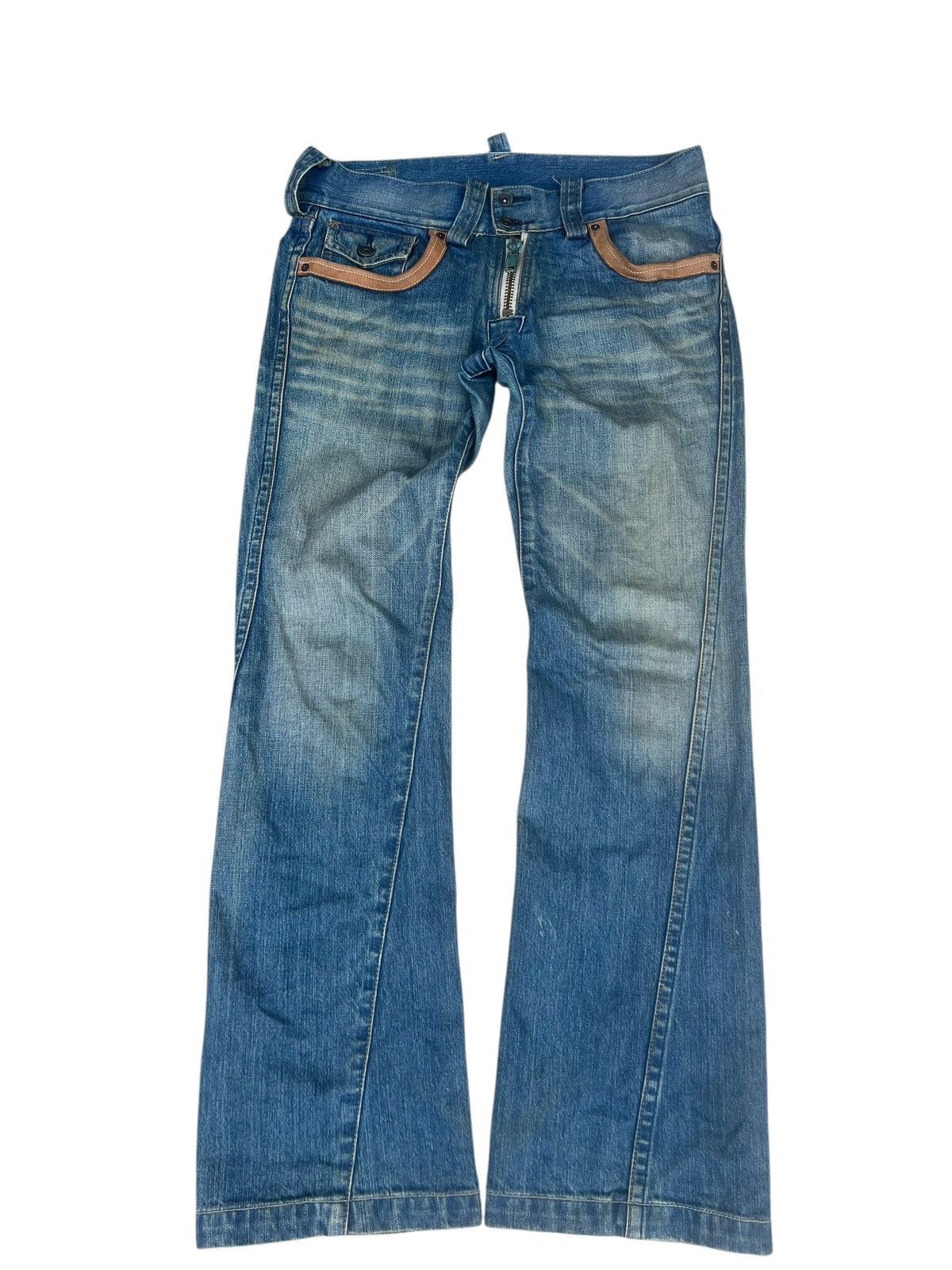 BUFFALO BOBS Vintage Buffalo Jeans Distress Dirty Mud Denim Bootcut Jeans Size US 31 - 1 Thumbnail