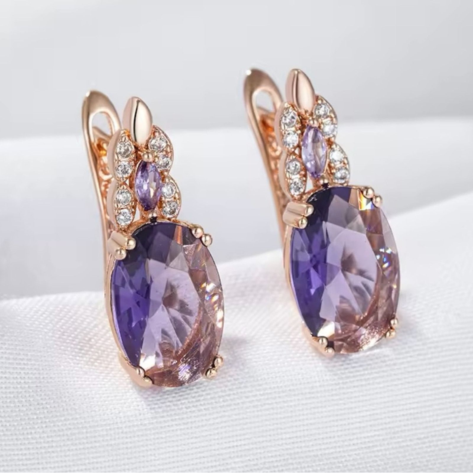 Other Purple Oval Natural Zircon English Earrings for Women 585 Size ONE SIZE - 5 Thumbnail