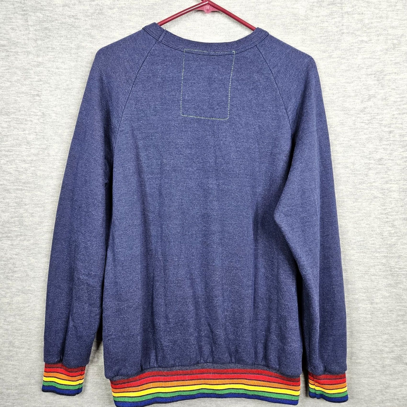 Aviator Nation AVIATOR NATION Unisex Sweatshirt Pullover Navy Rainbow Logo Cotton Polyester Crew Neck Sz M All Seasons Fall Spring Summer Winter Blue Size M / US 6-8 / IT 42-44 - 3 Thumbnail
