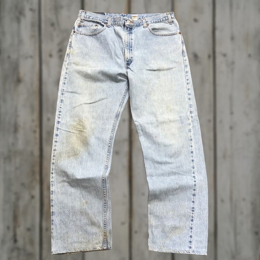 Levi's VINTAGE Levi's 505 Denim Jeans Mens 38x30 Regular Light Washed 90s Paper Tag Stained Size US 38 / EU 54 - 1 Thumbnail