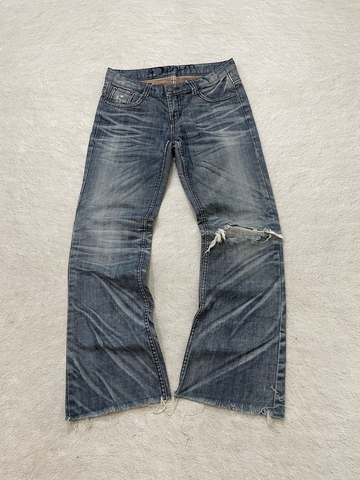 00s diesel ripped flare jeans swag y2k 90s Ripped Flare Jeans