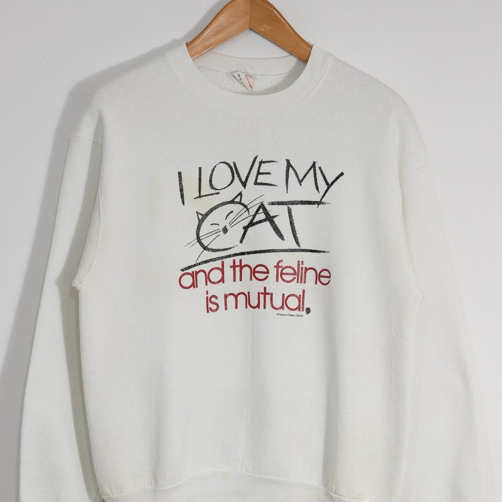 Vintage Vintage 90s Cat Sweatshirt Medium - Distressed Crewneck USA Size US M / EU 48-50 / 2 - 2 Thumbnail