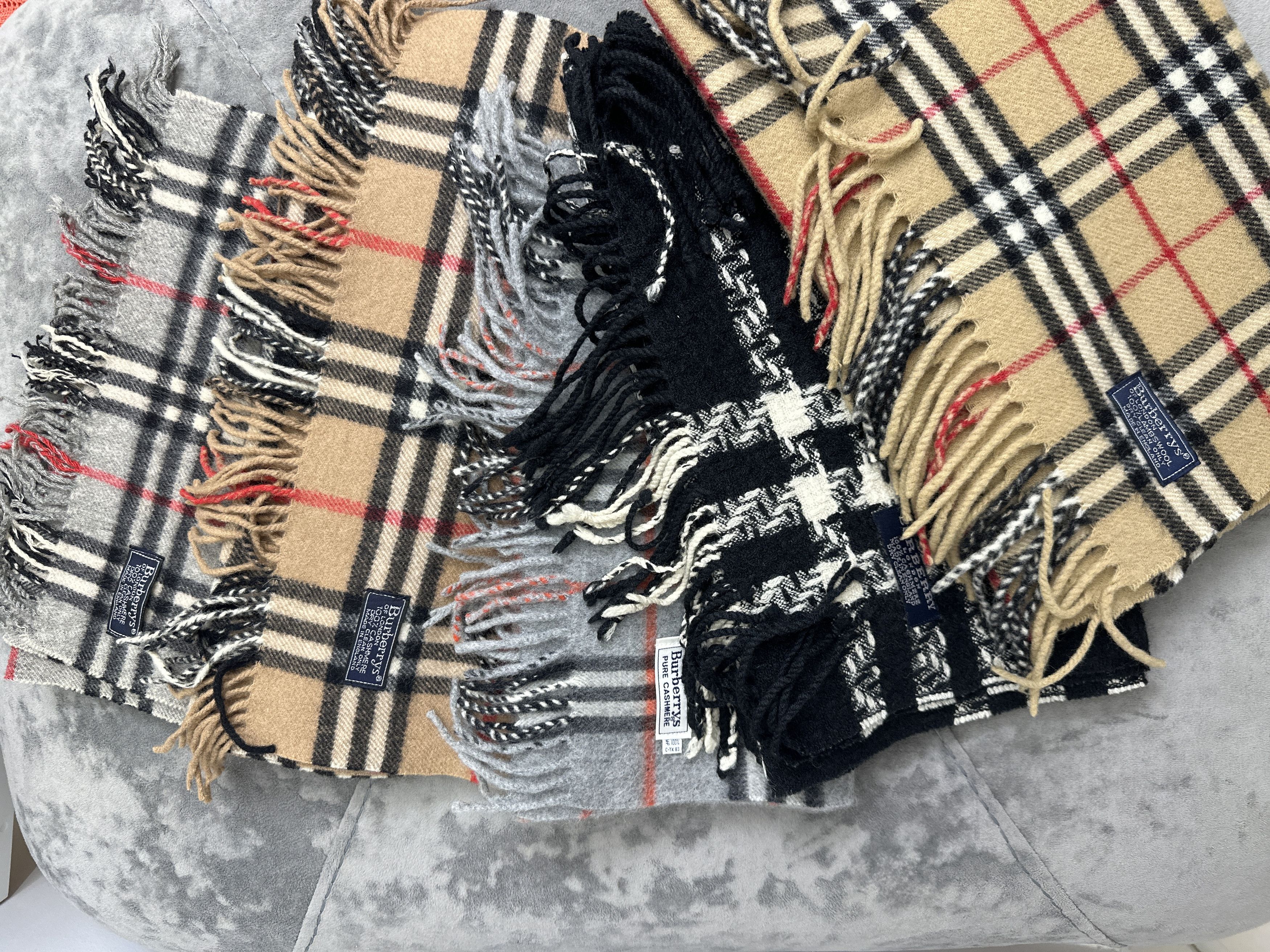 Burberry Burberry 100% Cashmere Check Scarf Fringe Classic 180x30 Cm Size ONE SIZE - 6 Thumbnail