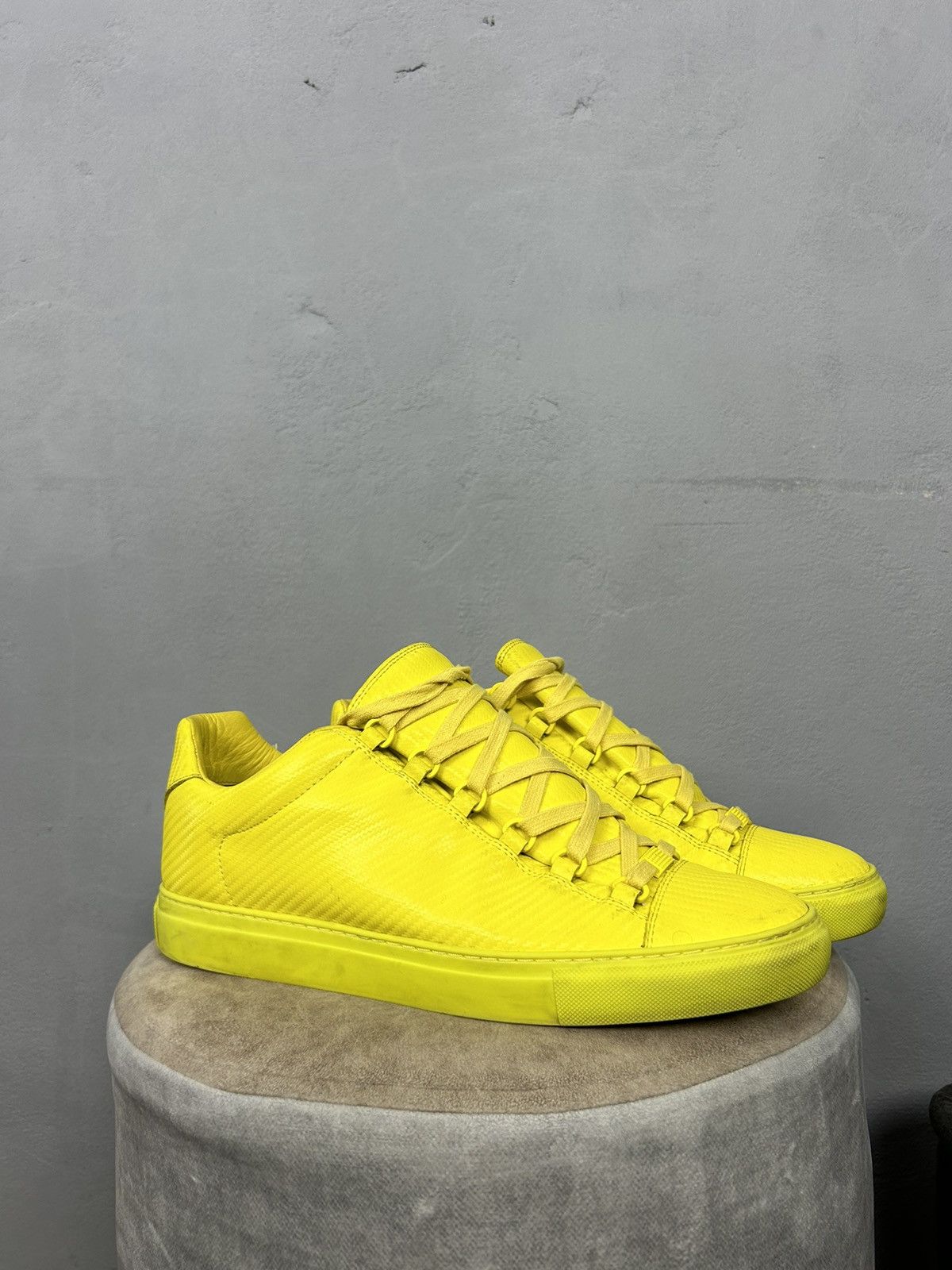 Balenciaga Balenciaga Arena Low “Yellow” Leather Sneakers Size US 10 / EU 43 - 1 Thumbnail