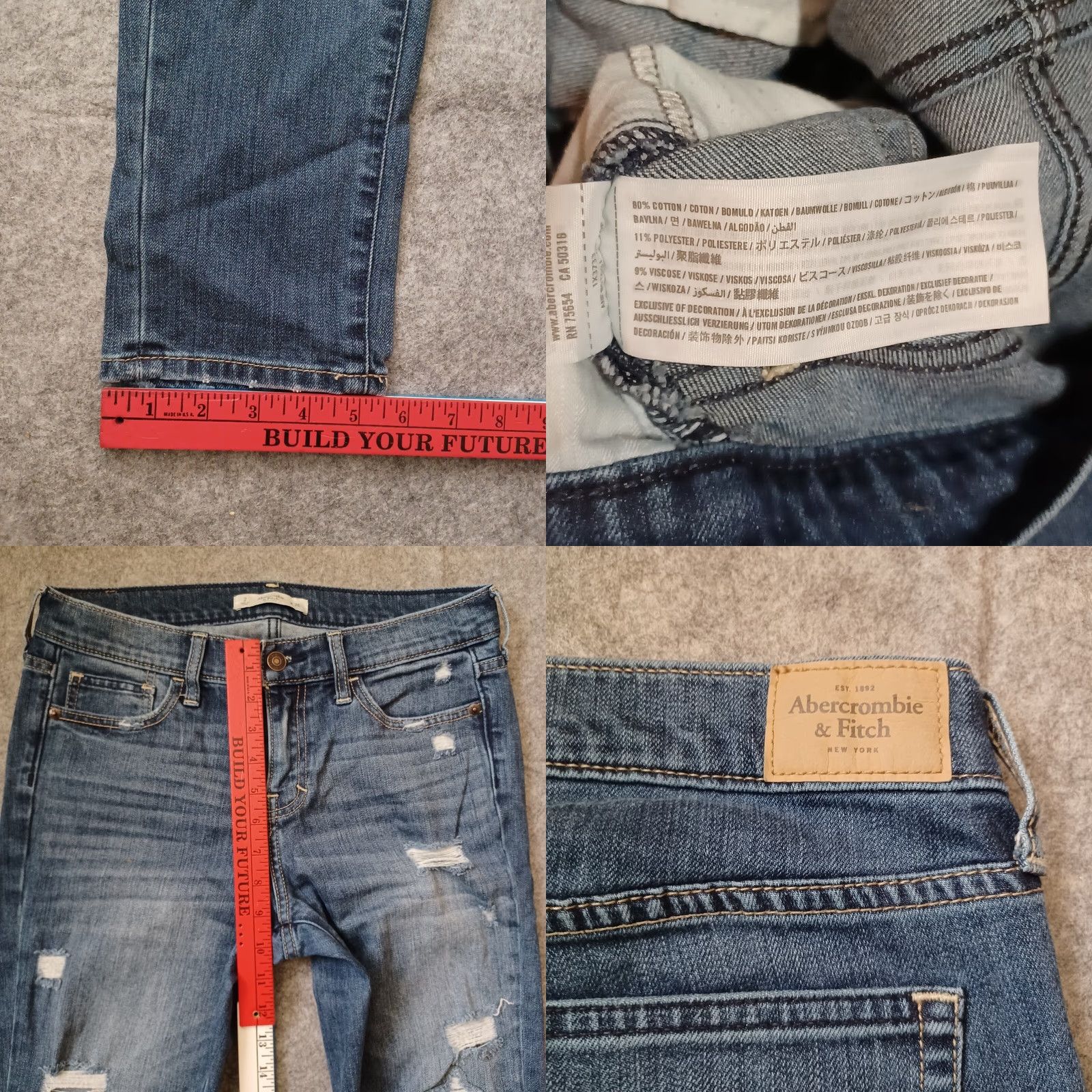 Abercrombie & Fitch Abercrombie & Fitch Jeans Women 2 26 Blue Distressed Medium Wash 31x26 Classic Tapered Jeans Womens Jeans Size 26" / US 2 / IT 38 - 8 Thumbnail