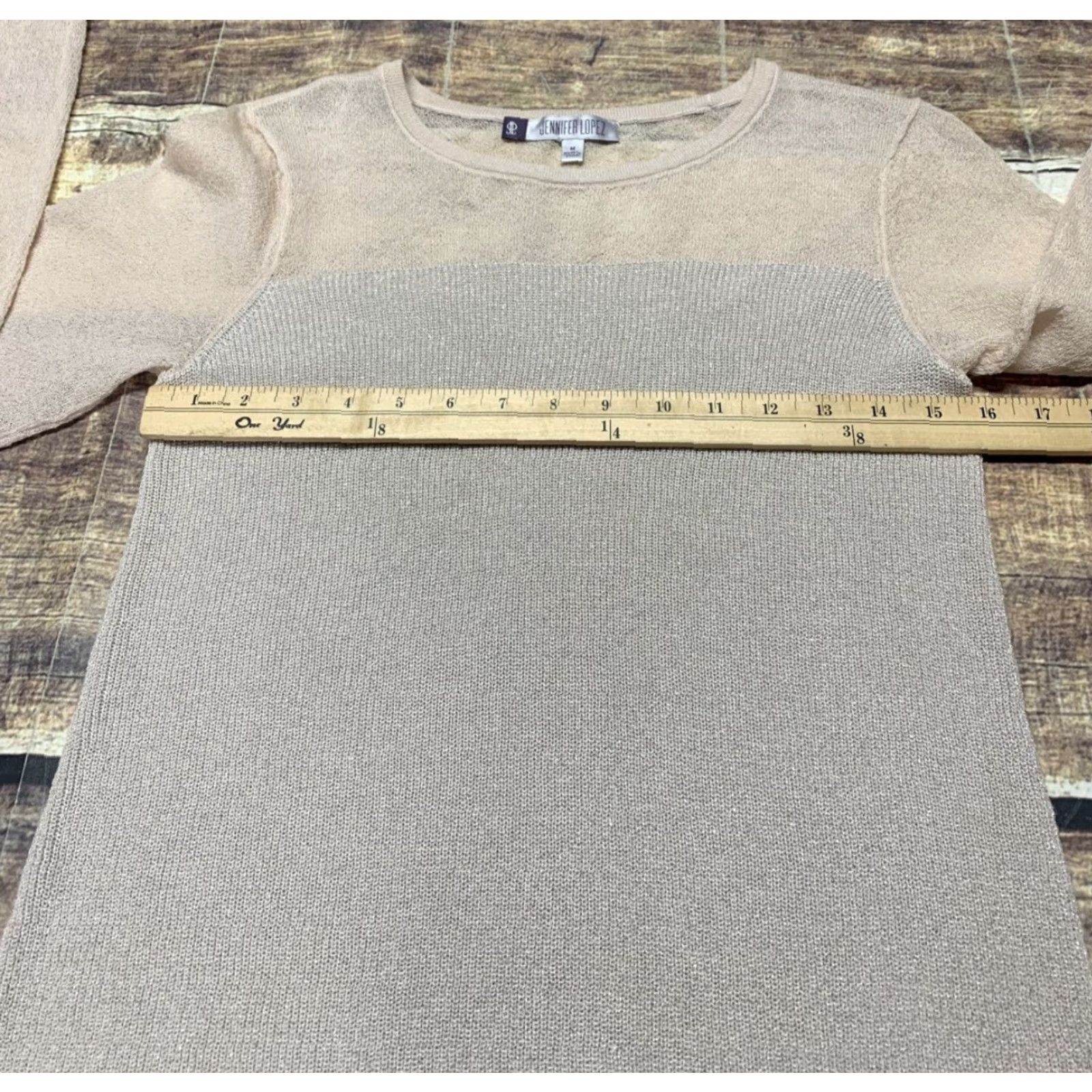 Vintage Jennefer Lopes Jennifer Lopez Womens Pullover Top Shirt Medium Salmon Shear Long Sparkly Knit Glitter Size M / US 6-8 / IT 42-44 - 5 Thumbnail