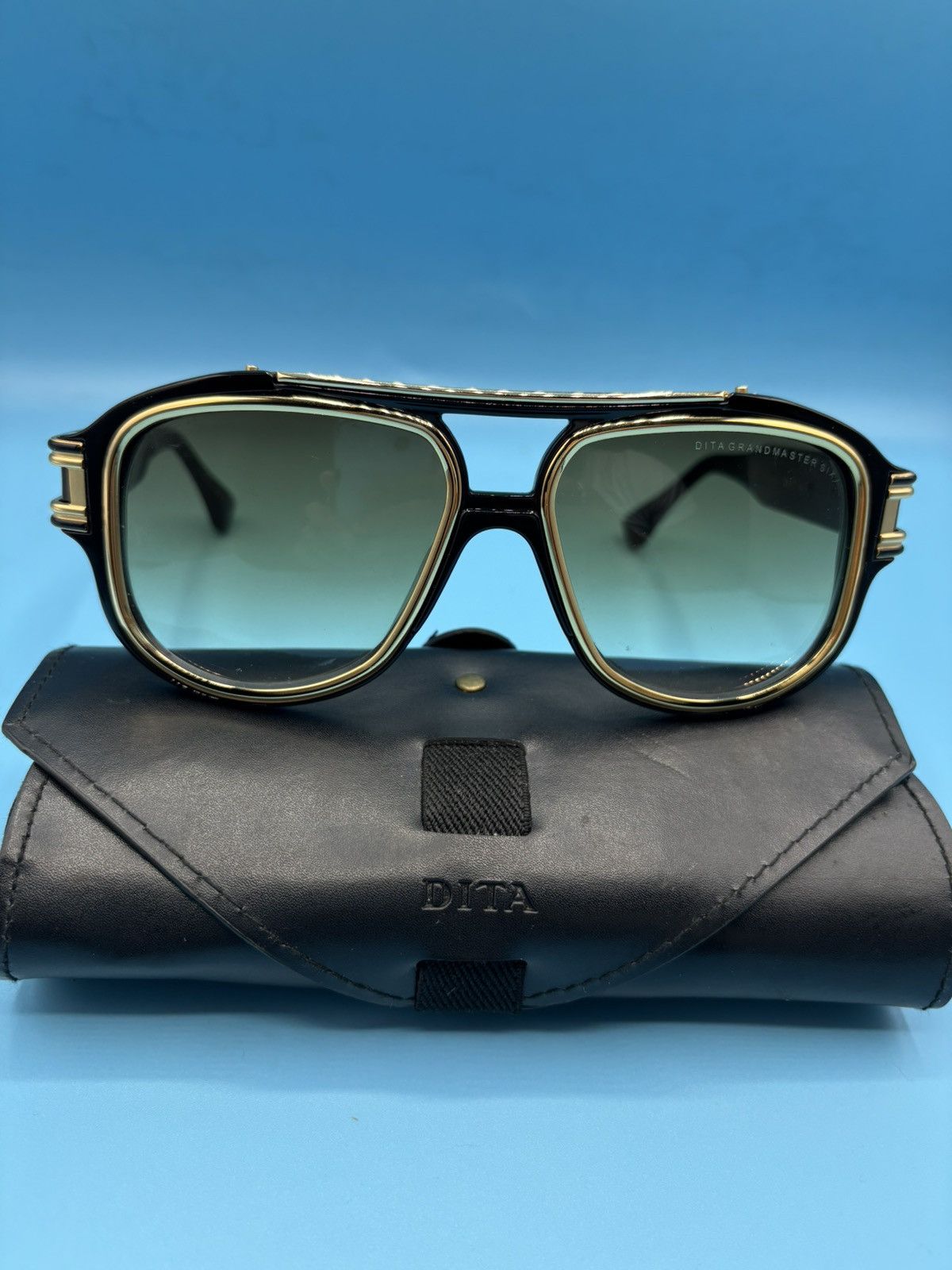 Dita DITA Grandmaster Six Black Gold Sunglasses Luxury Aviator Size ONE SIZE - 16 Thumbnail