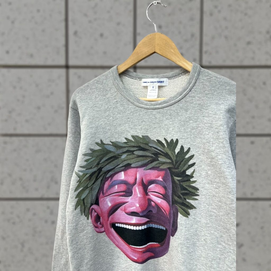 Comme des Garcons Girl Comme Des Garcons Shirt Yue Minjun Printed Sweatshirt Crew Neck Men's M Navy Pullover Sweatshirt Vintage Mens Print 90s Size US M / EU 48-50 / 2 - 1 Thumbnail