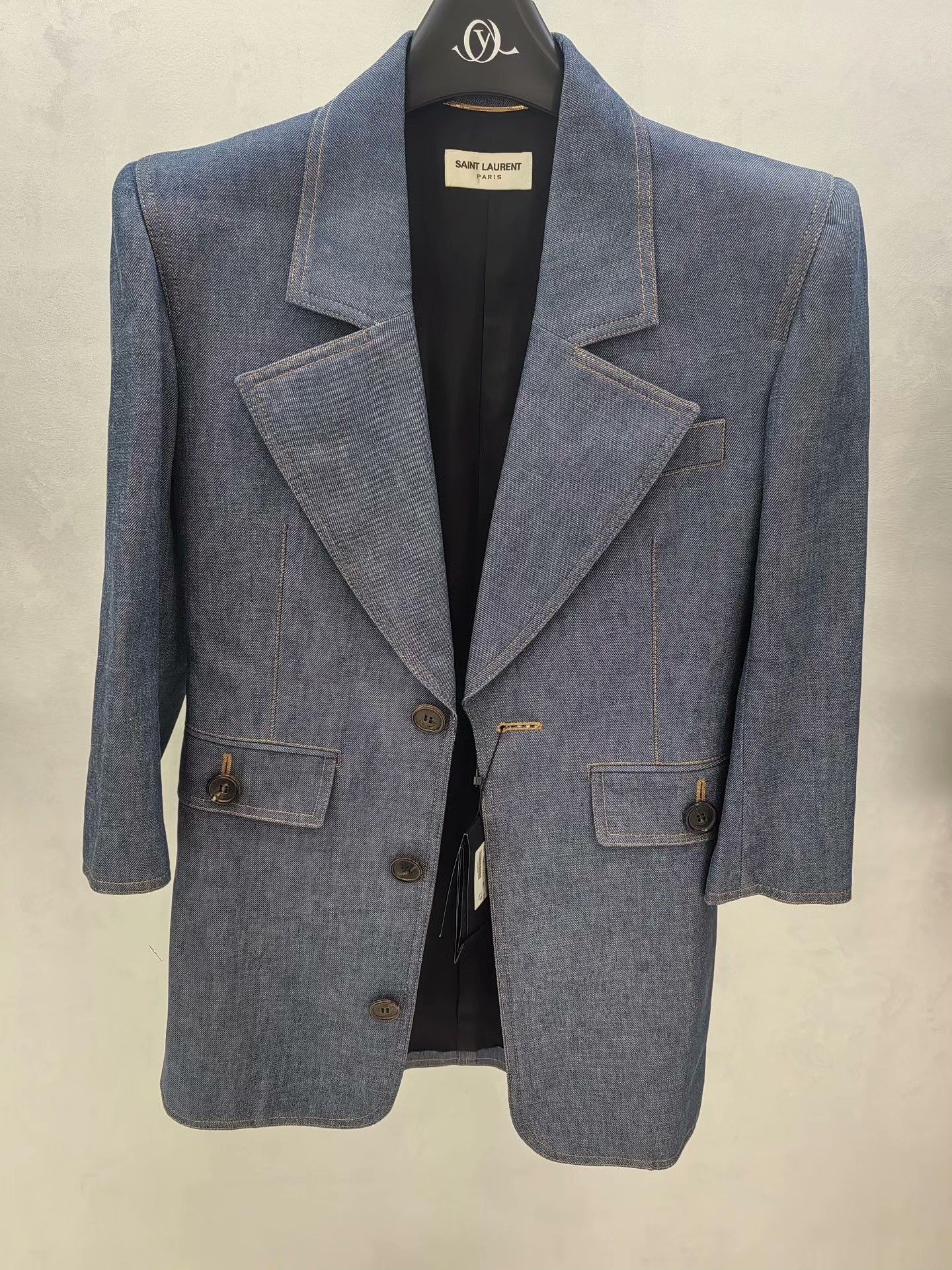 Saint Laurent Paris Saint Laurent Blue Denim Blazer Size XXS / US 00 / IT 34 - 1 Thumbnail