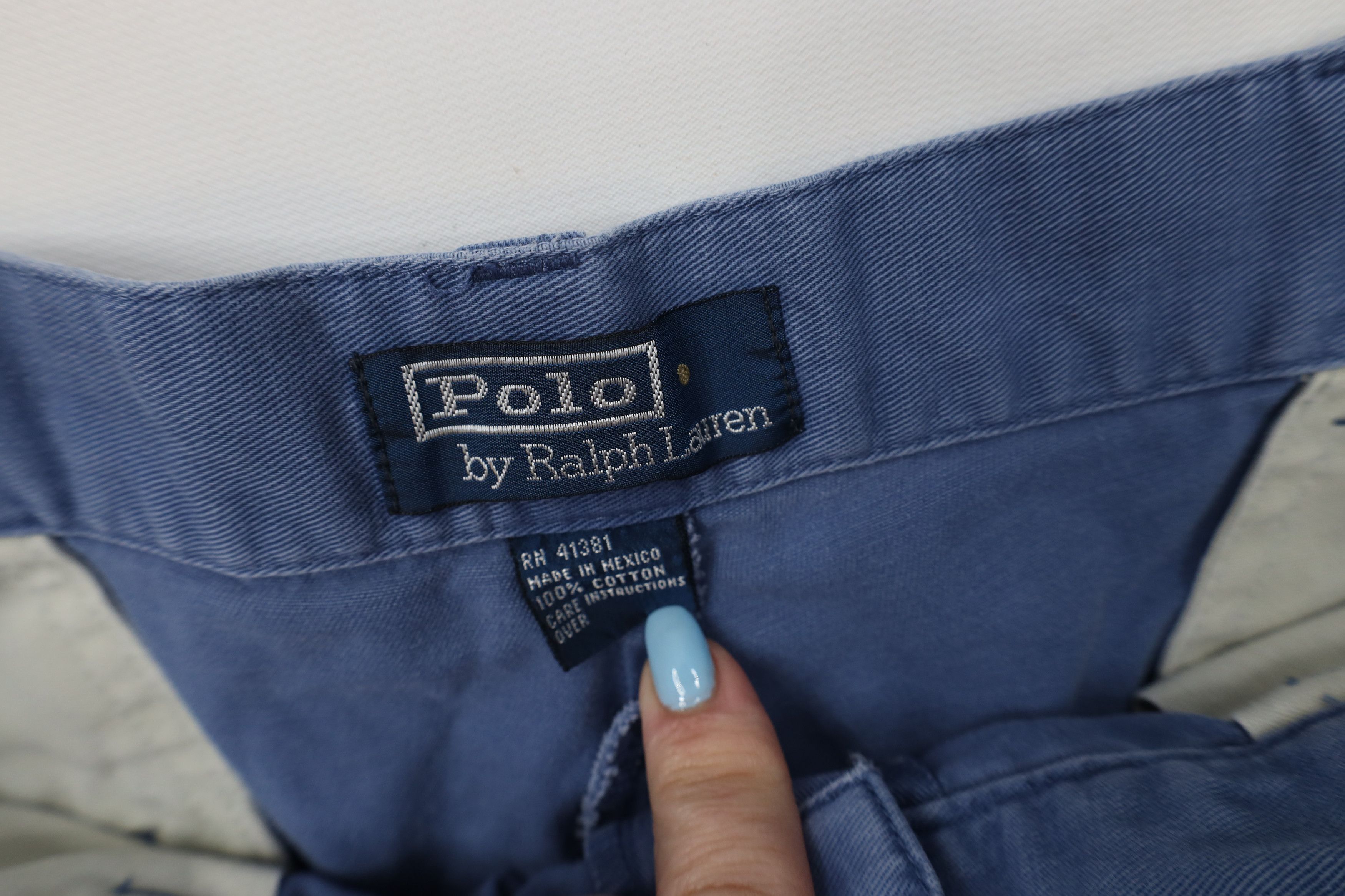 Polo Ralph Lauren Vintage 90s Ralph Lauren Above Knee Chino Shorts Blue Cotton Size US 34 / EU 50 - 7 Thumbnail