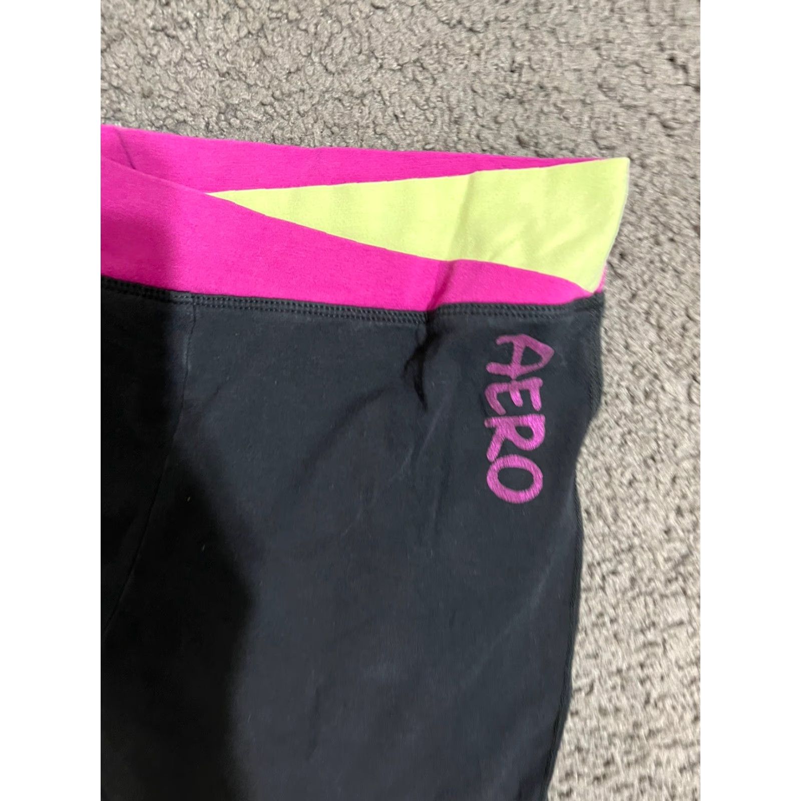 Vintage Aero Black Leggings Women Size Large Activewear Cotton Blend Pull-On Size 26" / US 2 / IT 38 - 2 Thumbnail