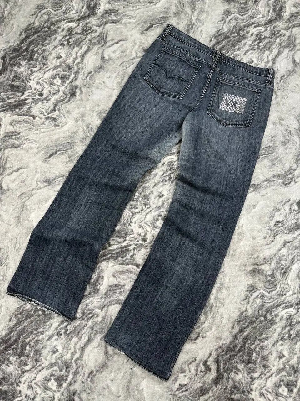 Versace Vintage Versace Jeans Denim Big Logo Rhinestones Size US 33 - 1 Thumbnail