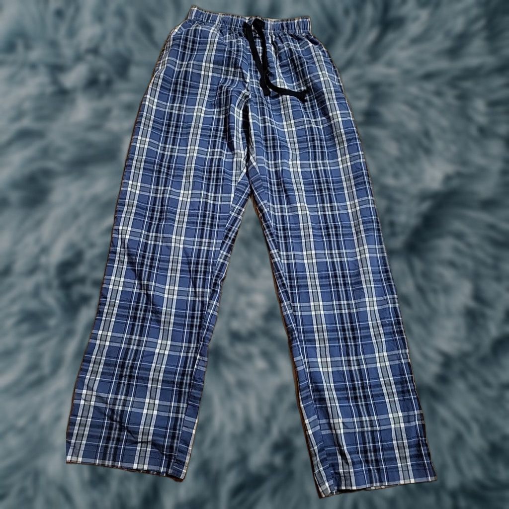 Hanes Hanes Pajama Pants Men Regular S 24-26" Waist Blue Plaid Bottoms Size US 29 - 1 Thumbnail