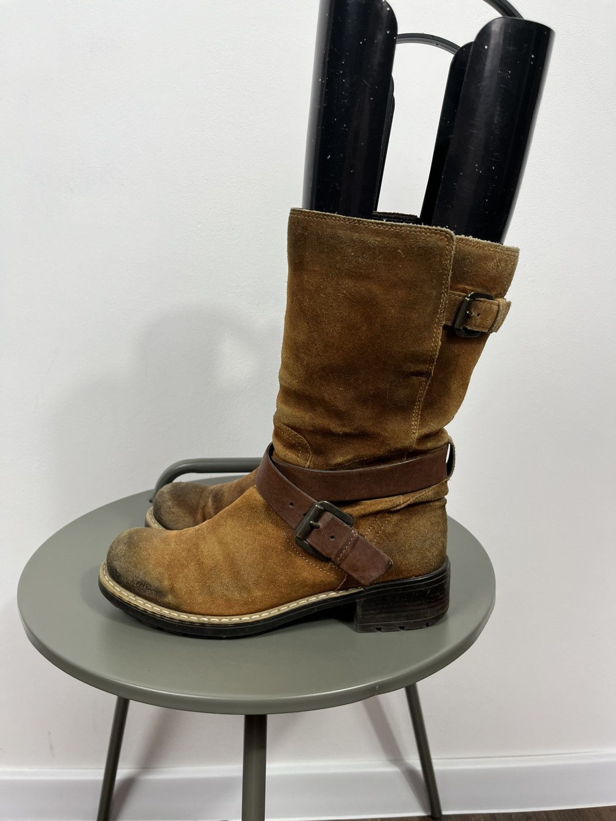 Clarks Distressed Clarks Suede Engineer Biker Boots 37 Buckle Strap Size US 7.5 / IT 37.5 - 5 Thumbnail