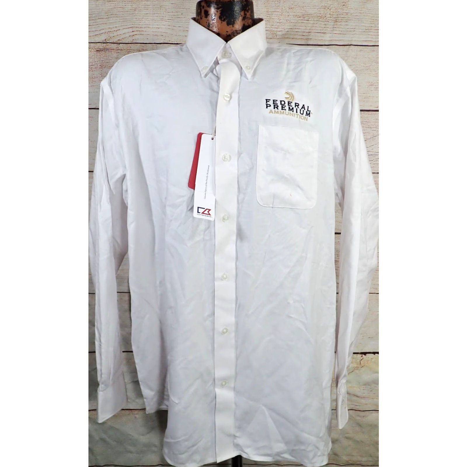Cutter & Buck Cutter & Buck NWT Mens XL Nailshead Dress Shirt XL 52 White Cotton Blend Embroidered Button Chest Pocket Embroidered Lightweight Easy Care Size US XL / EU 56 / 4 - 3 Thumbnail