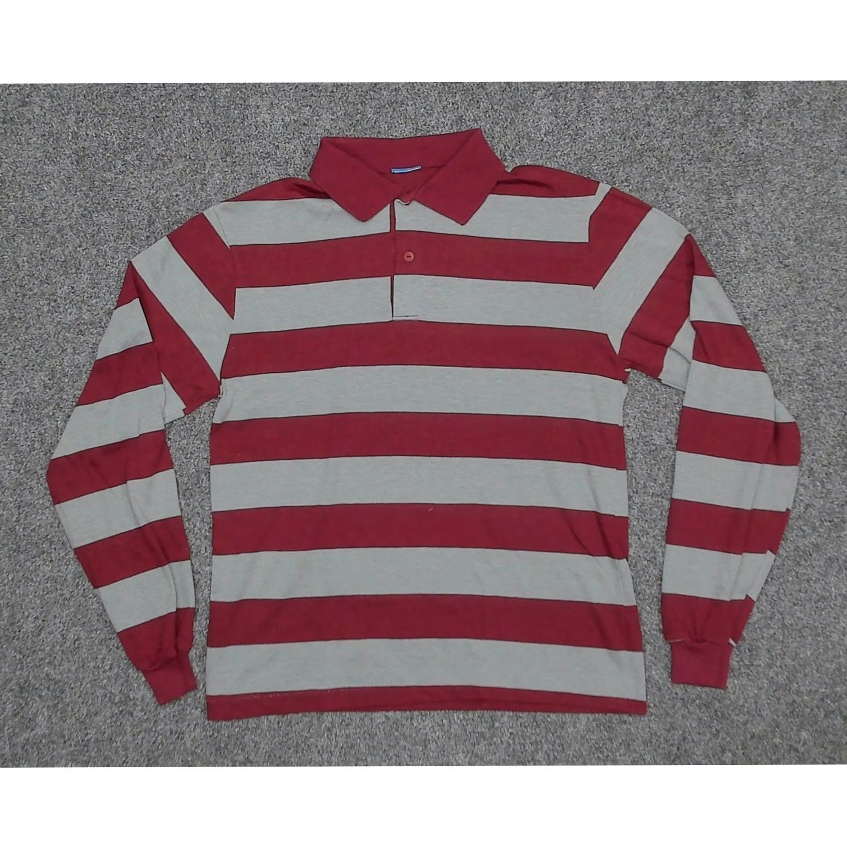 Vintage VINTAGE 70s Striped Polo Shirt Womens Small Burgundy Red Single Stitch Retro Size S / US 4 / IT 40 - 3 Thumbnail