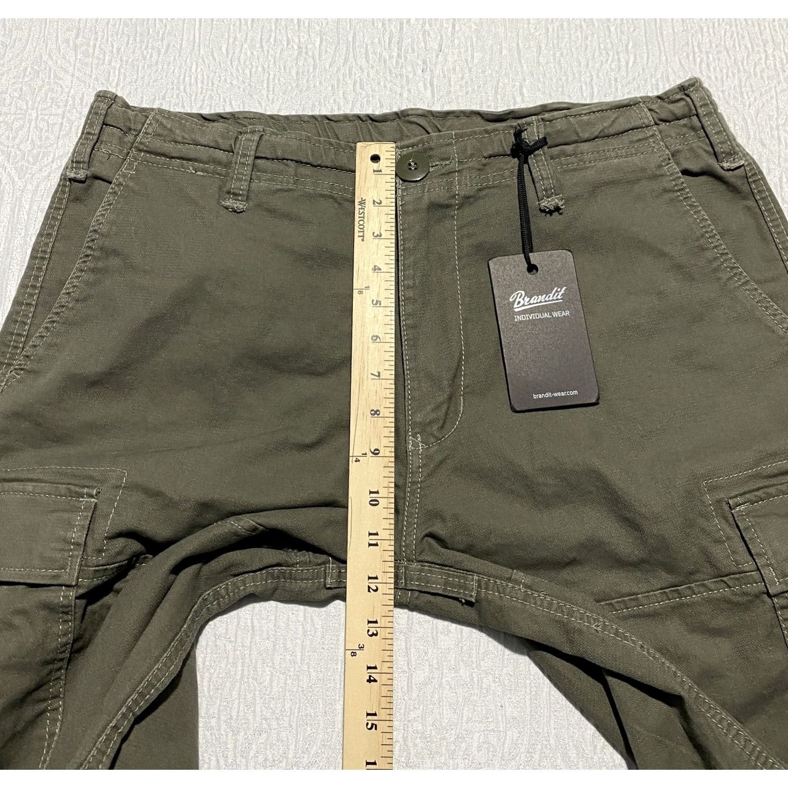 Olive Brandit Cargo Shorts Mens 2XL Olive Green Canvas Pocket Outdoor Casual Workwear Size US 39 - 6 Thumbnail