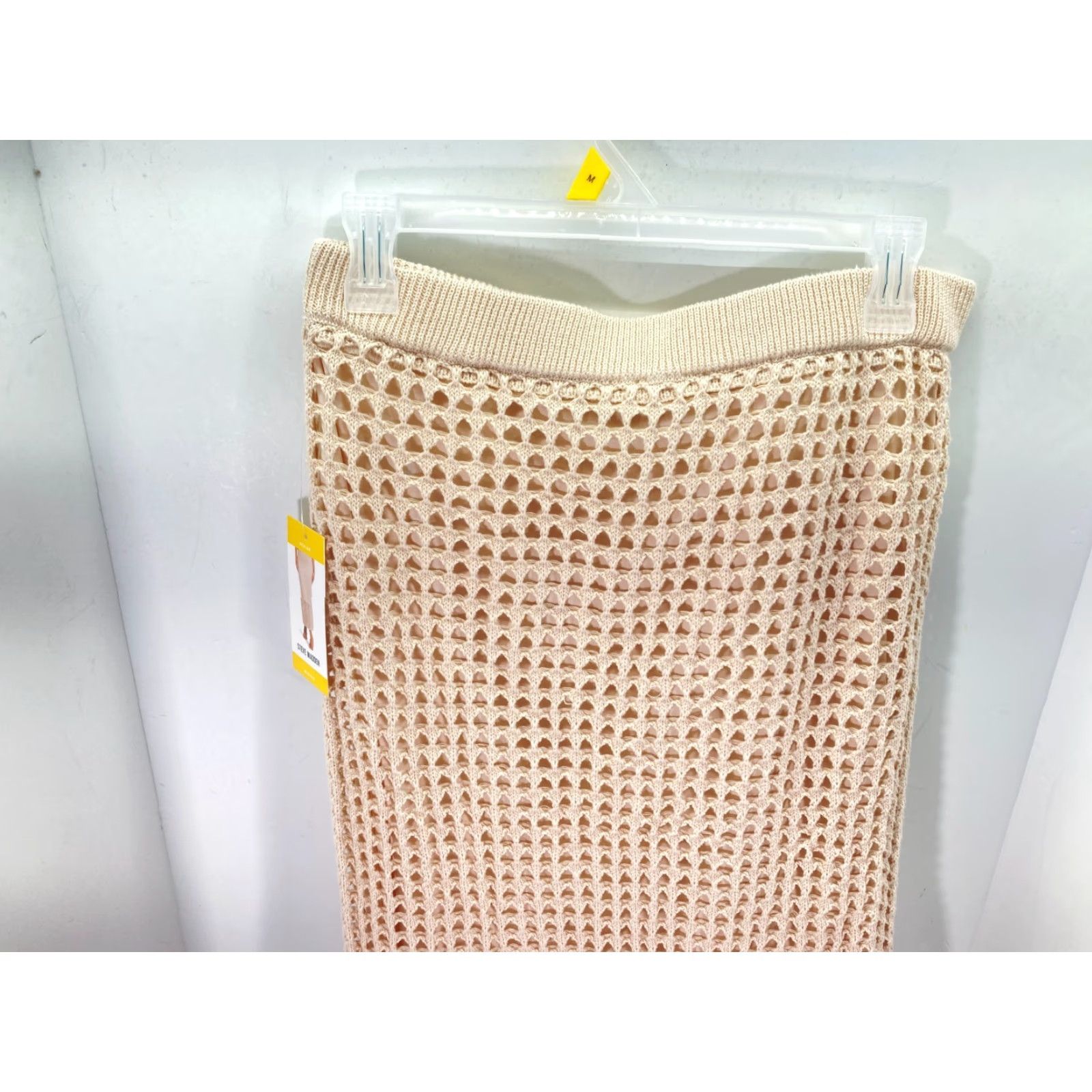 Steve Madden Steve Madden Crochet Straight Skirt Womens Medium Beige Knit Lined Elastic Waist Midi Skirt, Casual Beach Bohemian Size 32" / US 10 / IT 46 - 2 Thumbnail