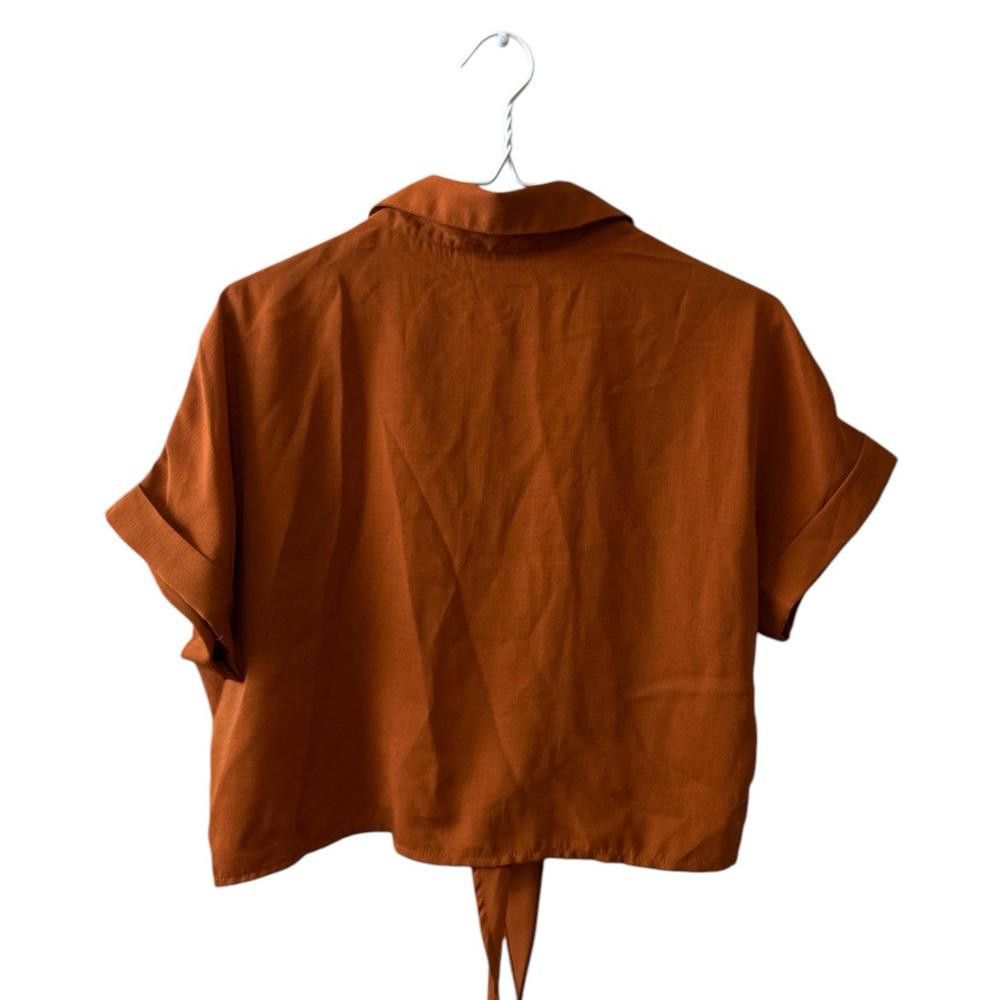 Cotton On Burnt Orange Cotton On Tie-Front Crop Top Size S / US 4 / IT 40 - 3 Thumbnail