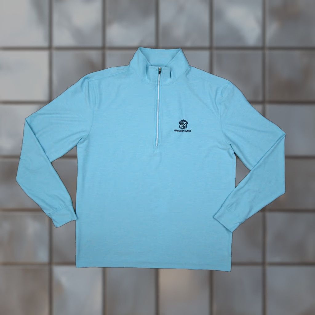 Vintage STRAIGHT DOWN Mens Blue 1/2 Zip Pullover - Golf Bermuda Dunes Logo - Polyester Spandex - Regular M - Sweater / Hoodie / Sweatshirt - Outdoor Sports Size US M / EU 48-50 / 2 - 1 Thumbnail