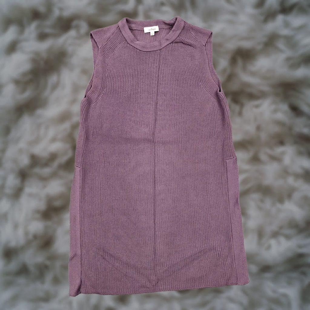 Vintage Wilfred Sweater Dress Womens S Purple Knit Sleeveless Mini Fall Winter Ribbed Clothing Shirt? Size S / US 4 / IT 40 - 1 Thumbnail