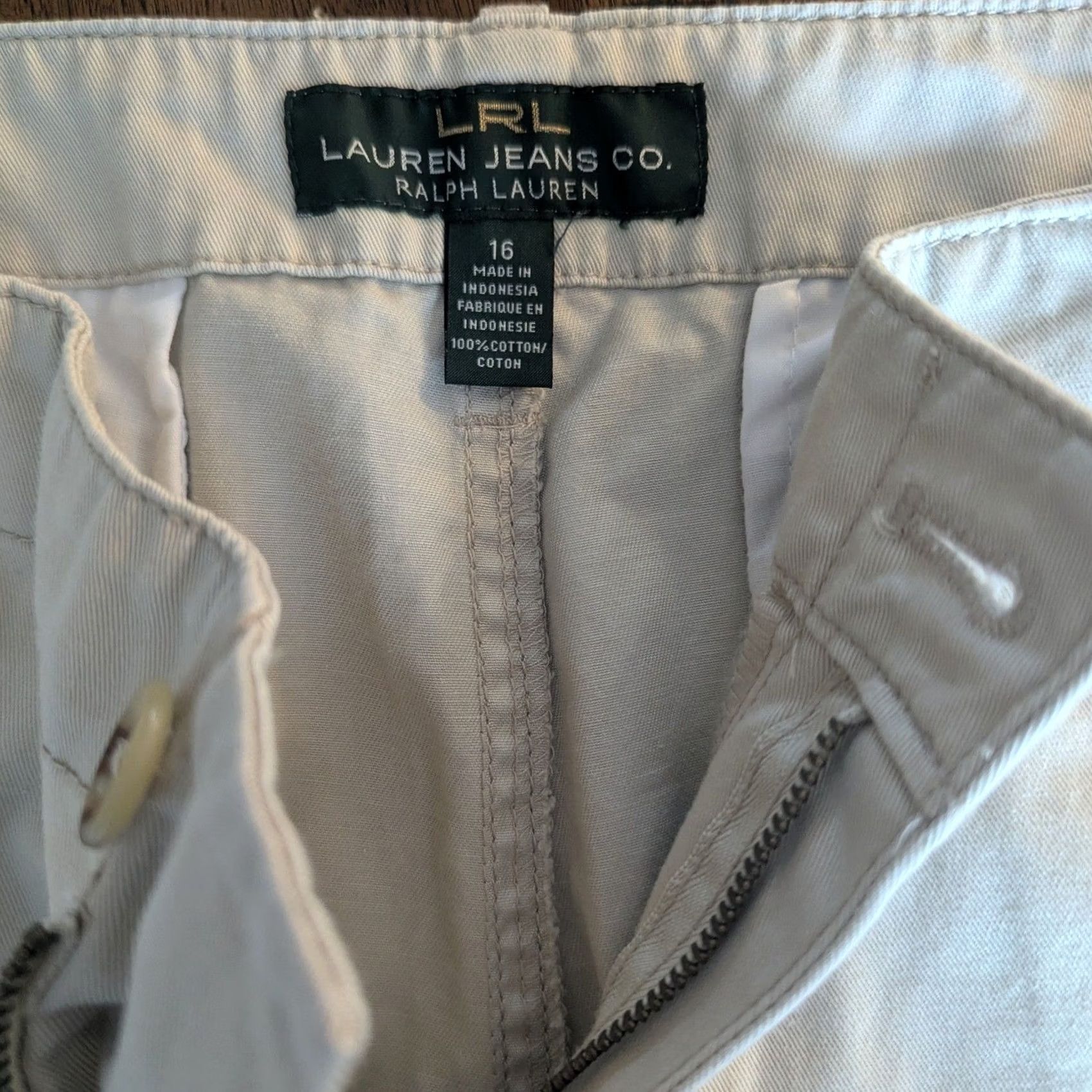Ralph Lauren Lauren Ralph Lauren Chino Shorts Beige Cotton Twill Womens 16 Modest Minimalist Size 38" / US 16 / IT 52 - 5 Thumbnail