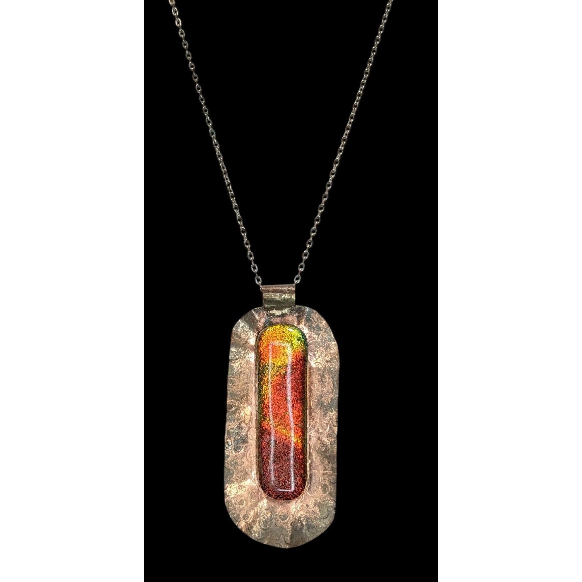 Handmade Vintage Handmade Brutalist Dichroic Glass Pendant Necklace Size ONE SIZE - 1 Thumbnail