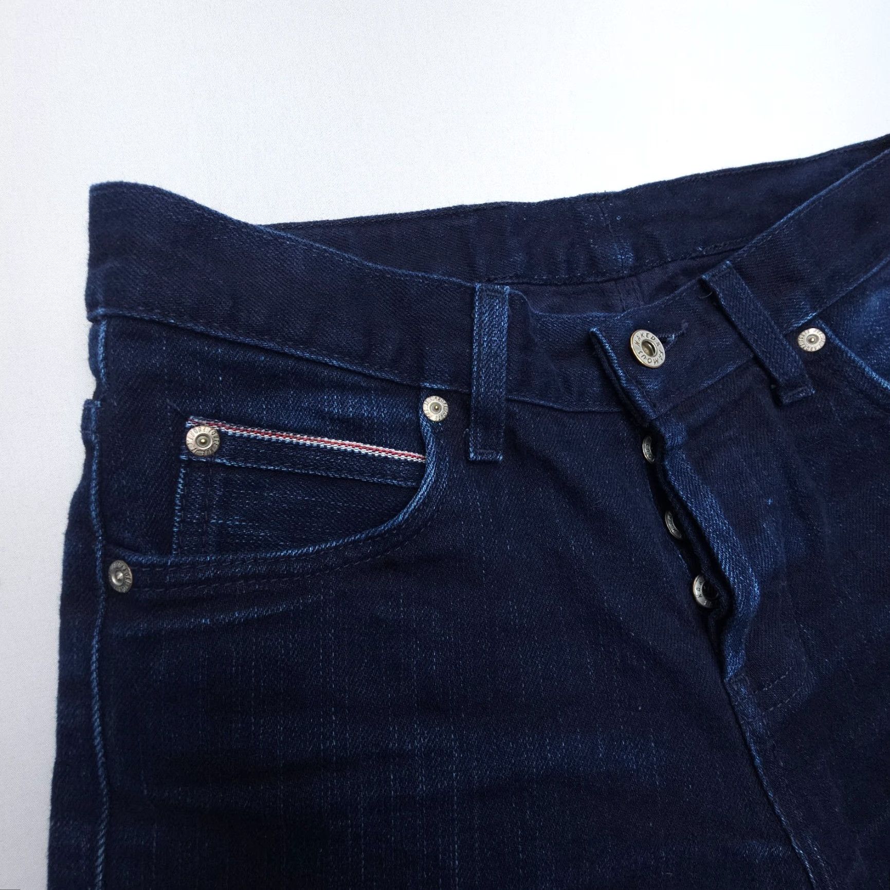 Vintage Naked & Famous Denim Skinny Jeans Indigo Stretch Selvedge Mens 31 x 28 Dark Wash Regular 5-Pocket Denim Cotton Blend Blue Jeans Mens Size US 31 - 6 Thumbnail