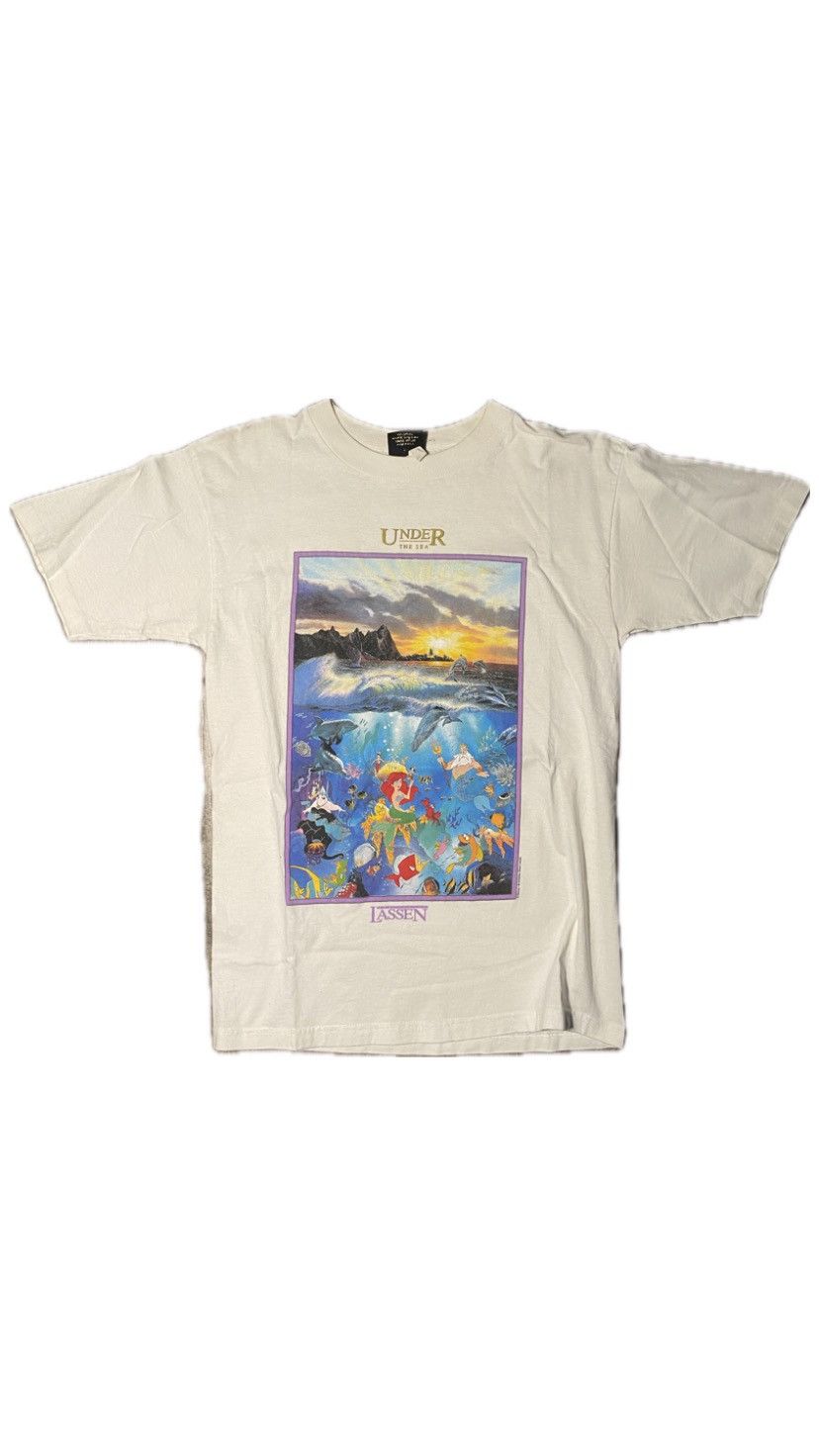 image of Disney Vintage Under The Sea Tee in White, Men's (Size Medium)